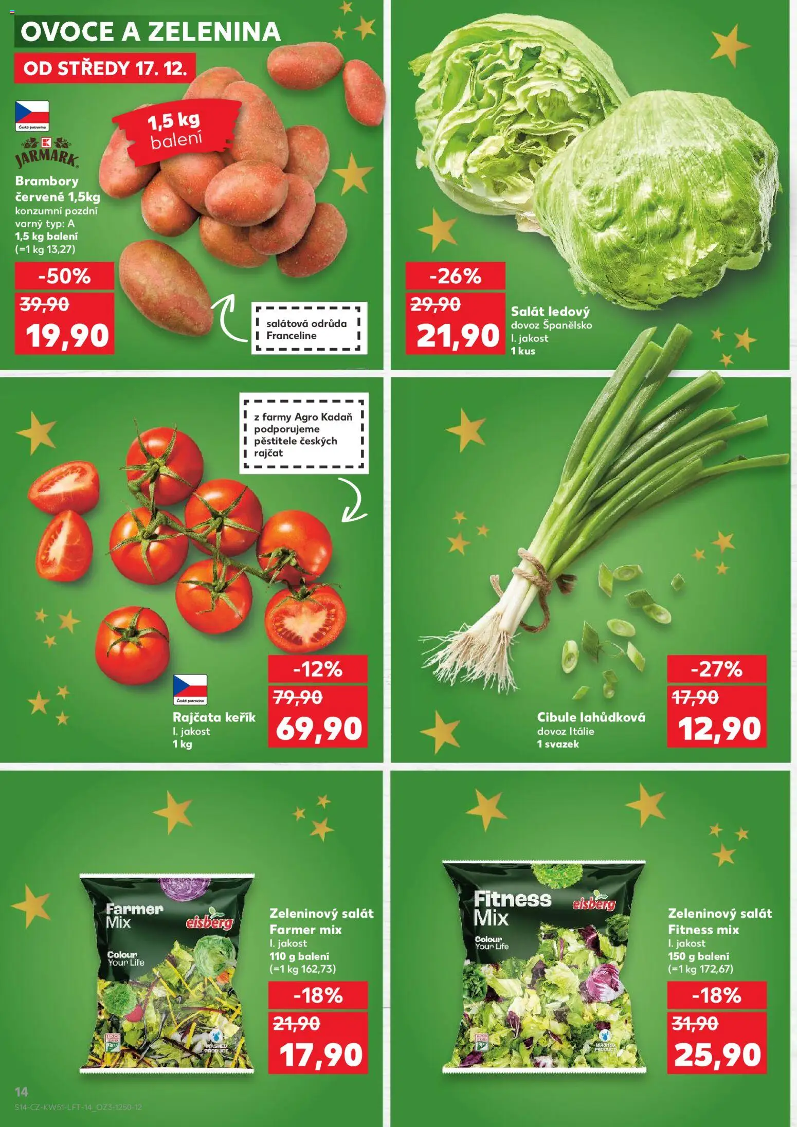 Kaufland leták od 17.12.2025 | Strana: 14 | Produkty: Ovoce, Rajčata, Brambory, Zelenina
