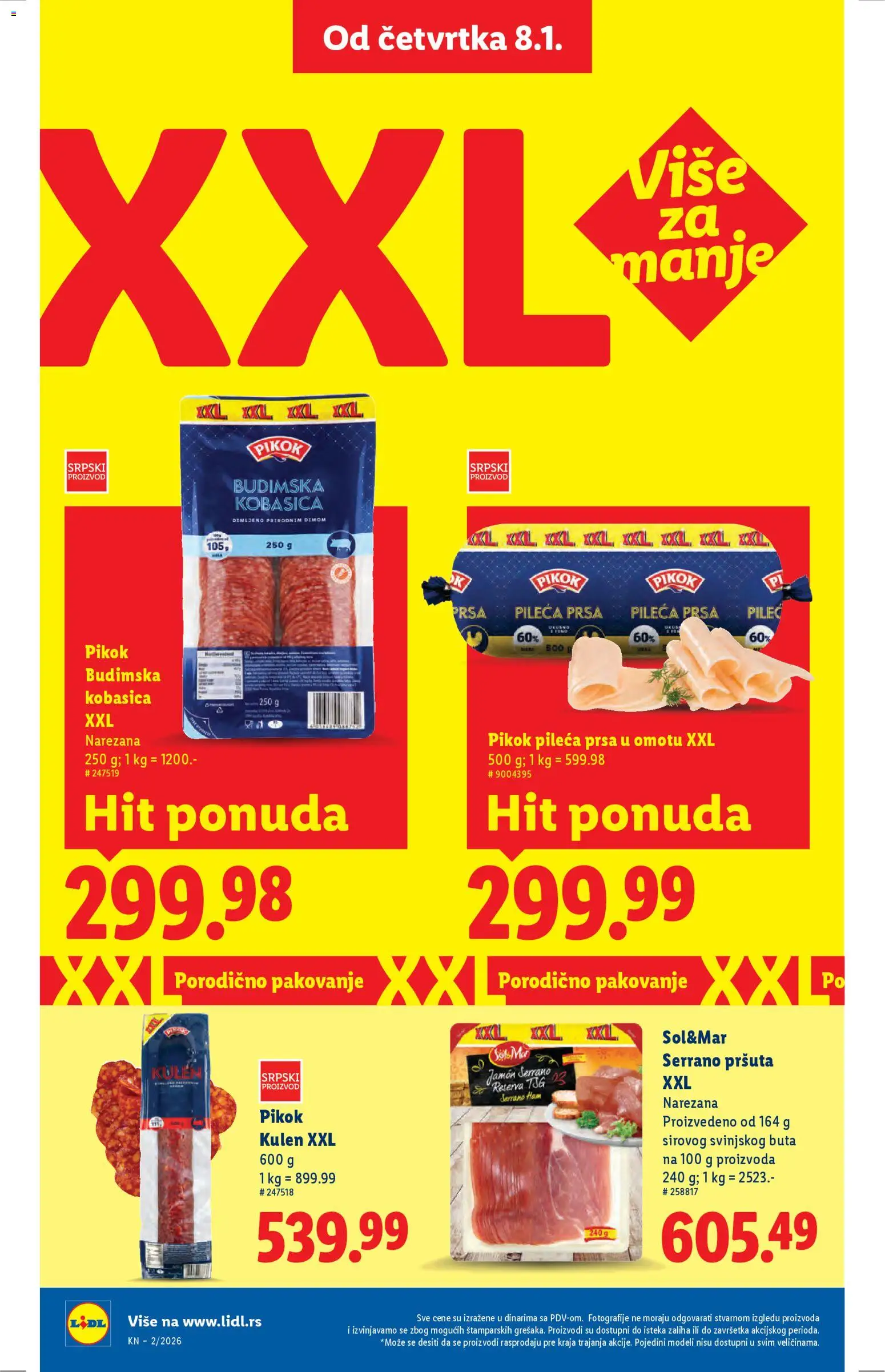 Lidl katalog - važi od 08.01.2026 | Strana: 26 | Proizvode: Pileća prsa, Kulen, Pakovanje, Kobasica