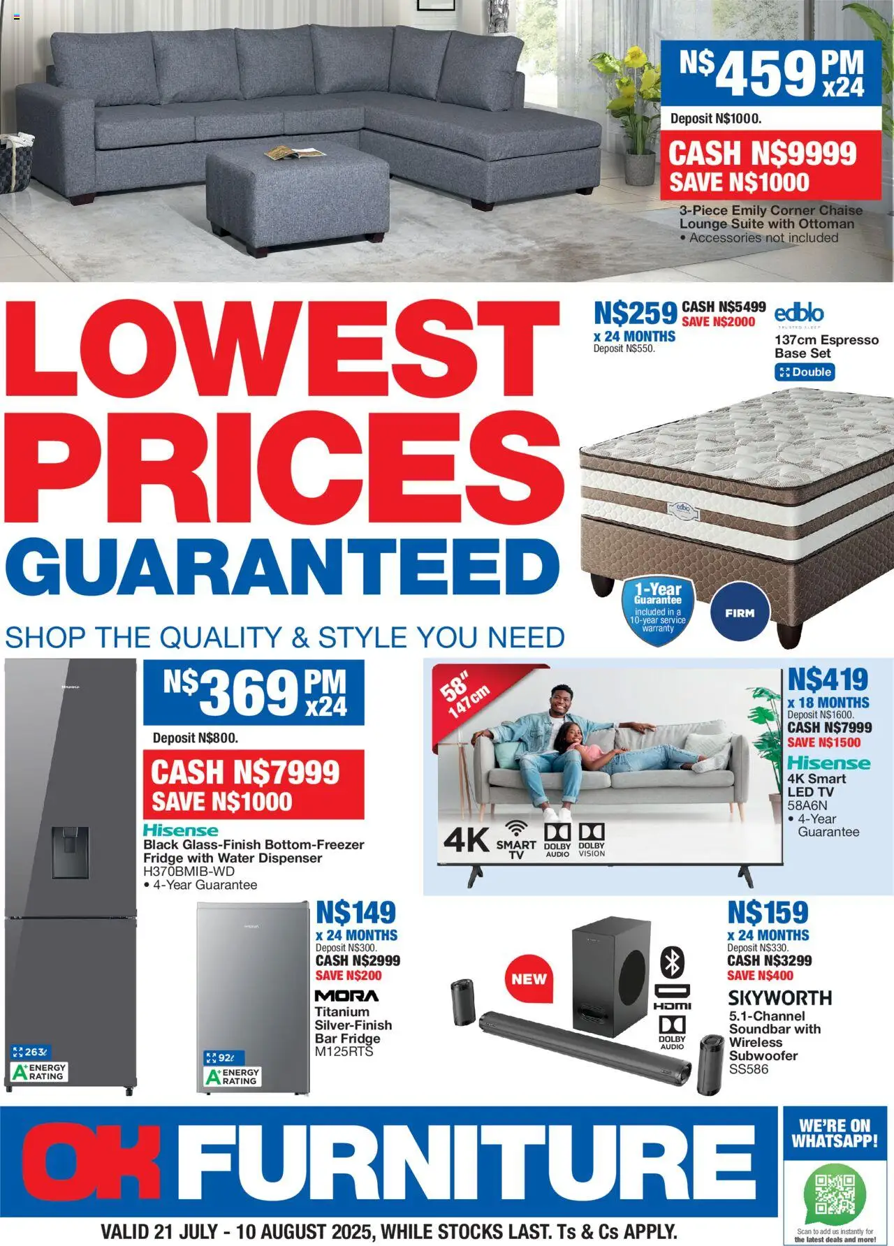 OK Furniture - Namibia  Specials │ valid from 21.07.2025 | Page: 1 | Products: Audio, TV, Soundbar, Chaise