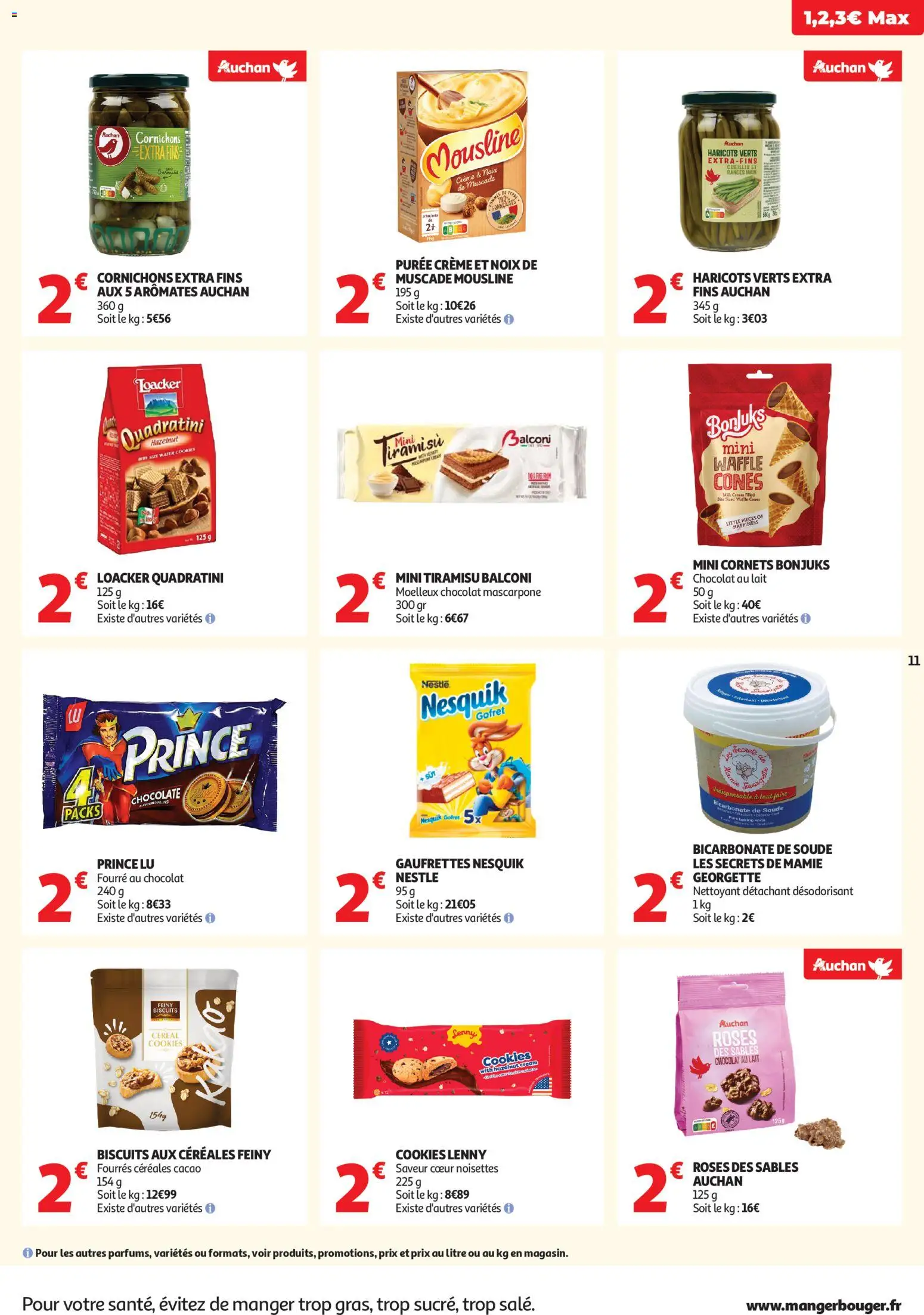 {H1} | Page: 11 | Produits: Détachant, Noix, Crème, Biscuits