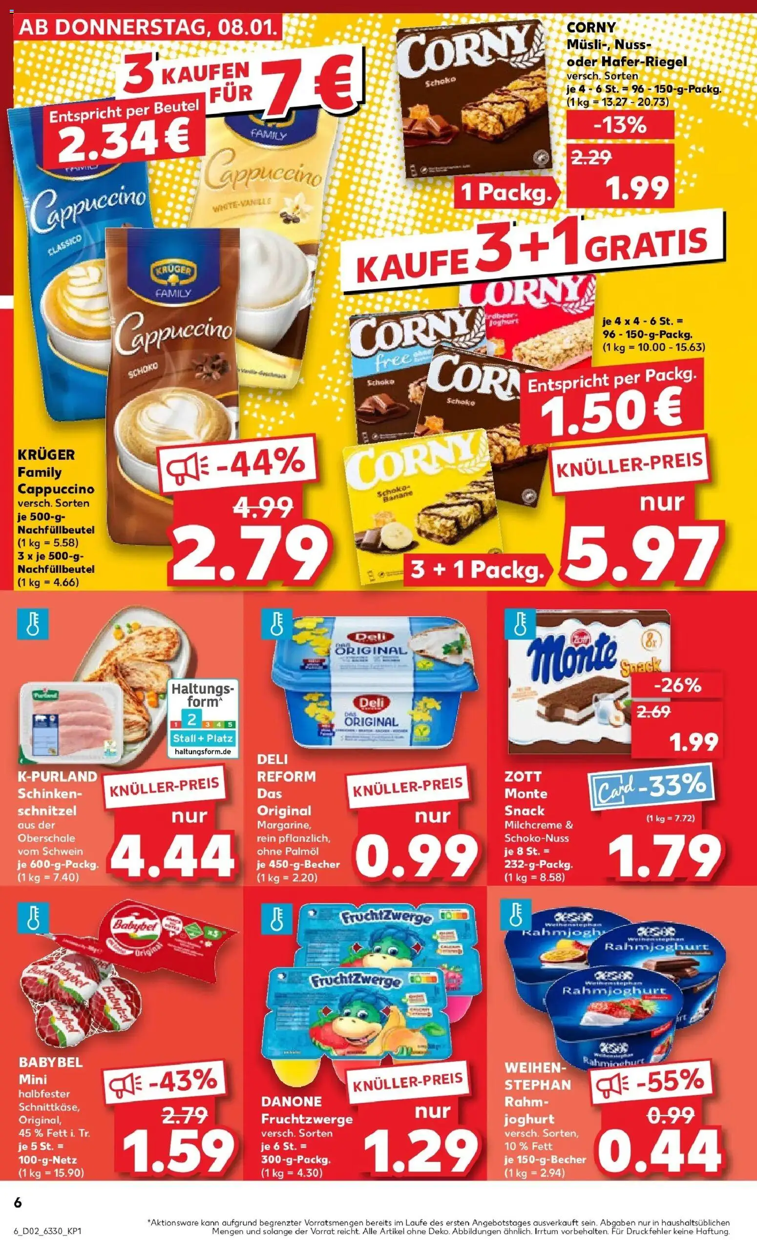 Kaufland prospekt Hamburg	 – gültig ab 08.01.2026 | Seite: 6 | Produkte: Margarine, Joghurt, Schnitzel, Schinken