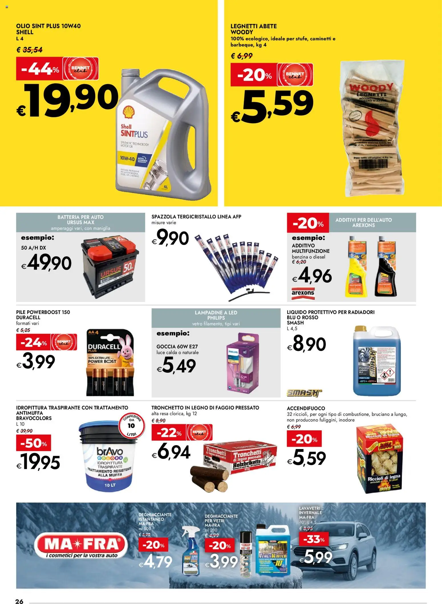 Volantino bennet del 15.01.2026 | Pagina: 26 | Prodotti: Spazzola, Pile, Olio, Batteria