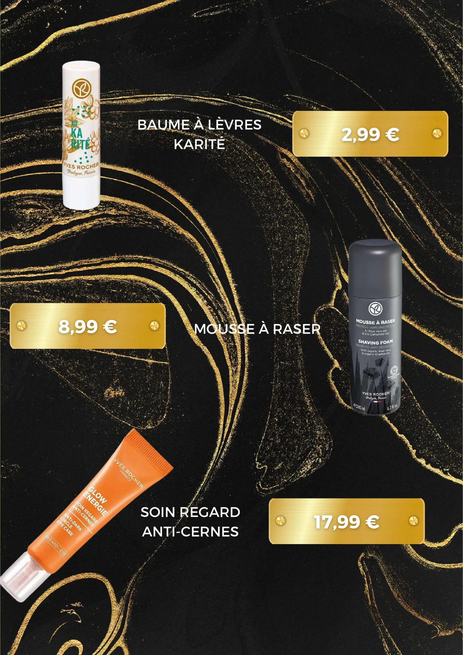 {H1} | Page: 5 | Produits: Baume à lèvres, Mousse, Mousse à raser