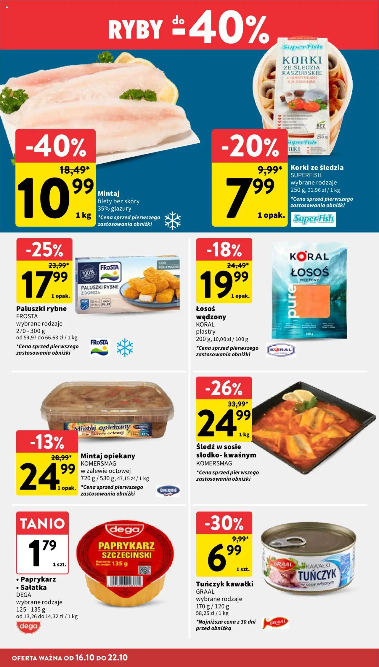 Intermarche Gazetka od 16.10.2025 | Strona: 18 | Produkty: Mintaj, Łosoś, Paluszki, Sałatka
