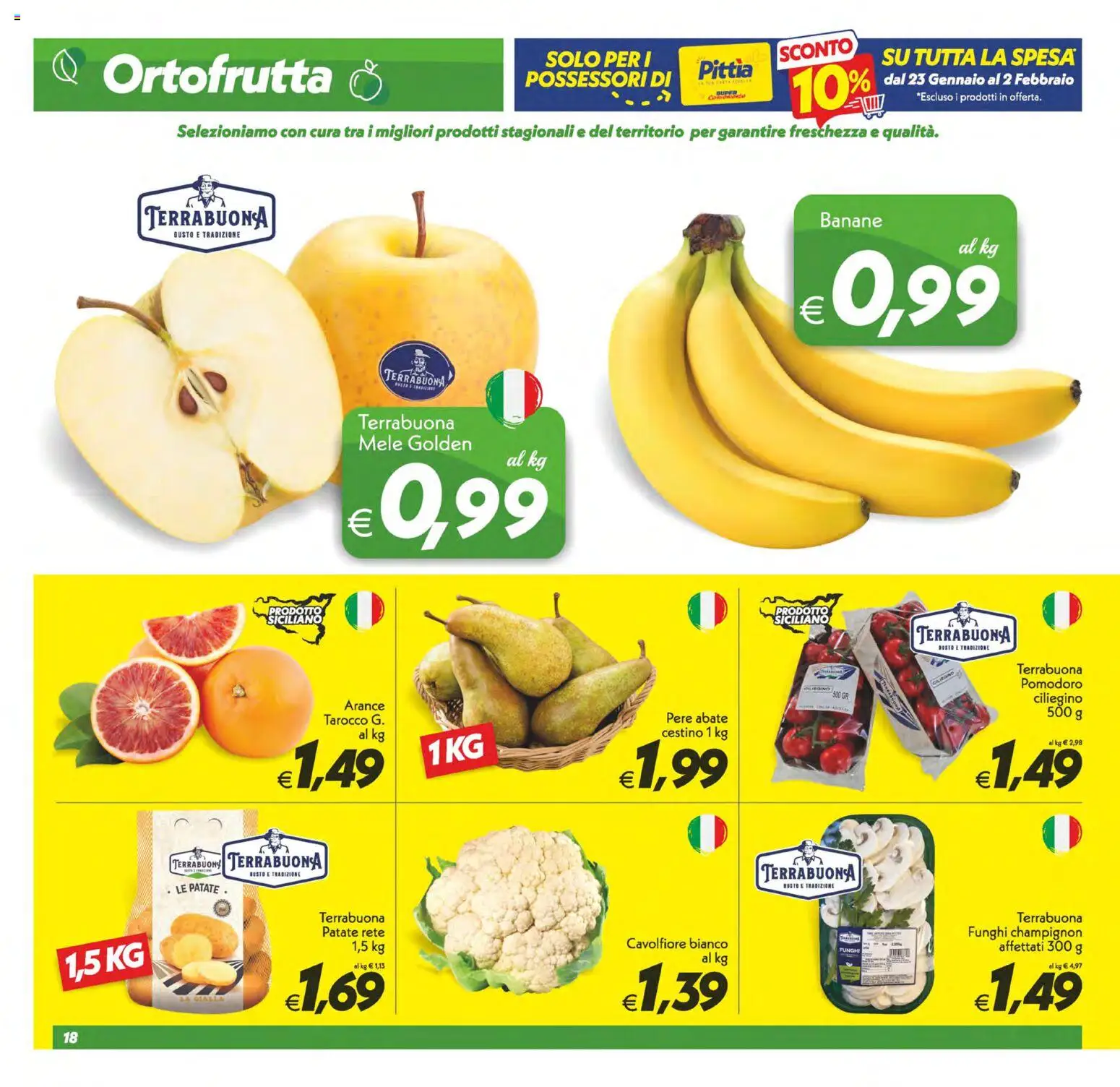 Volantino SuperConveniente del 23.01.2026 | Pagina: 18 | Prodotti: Mele, Arance, Patate, Funghi