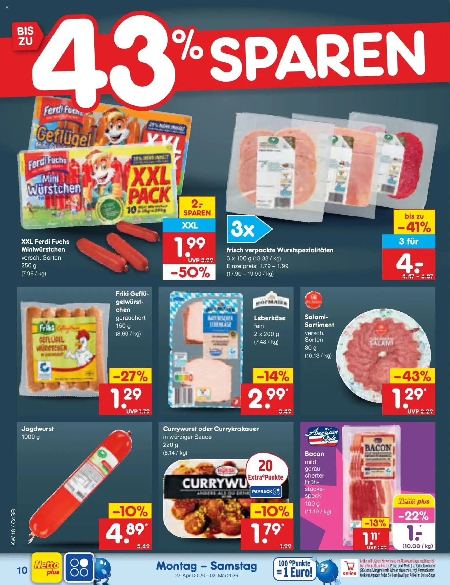 Netto Marken-Discount Prospekt Bitterfeld-Wolfen	 – gültig ab 27.04.2026 | Seite: 12 | Produkte: Salami, Leberkase