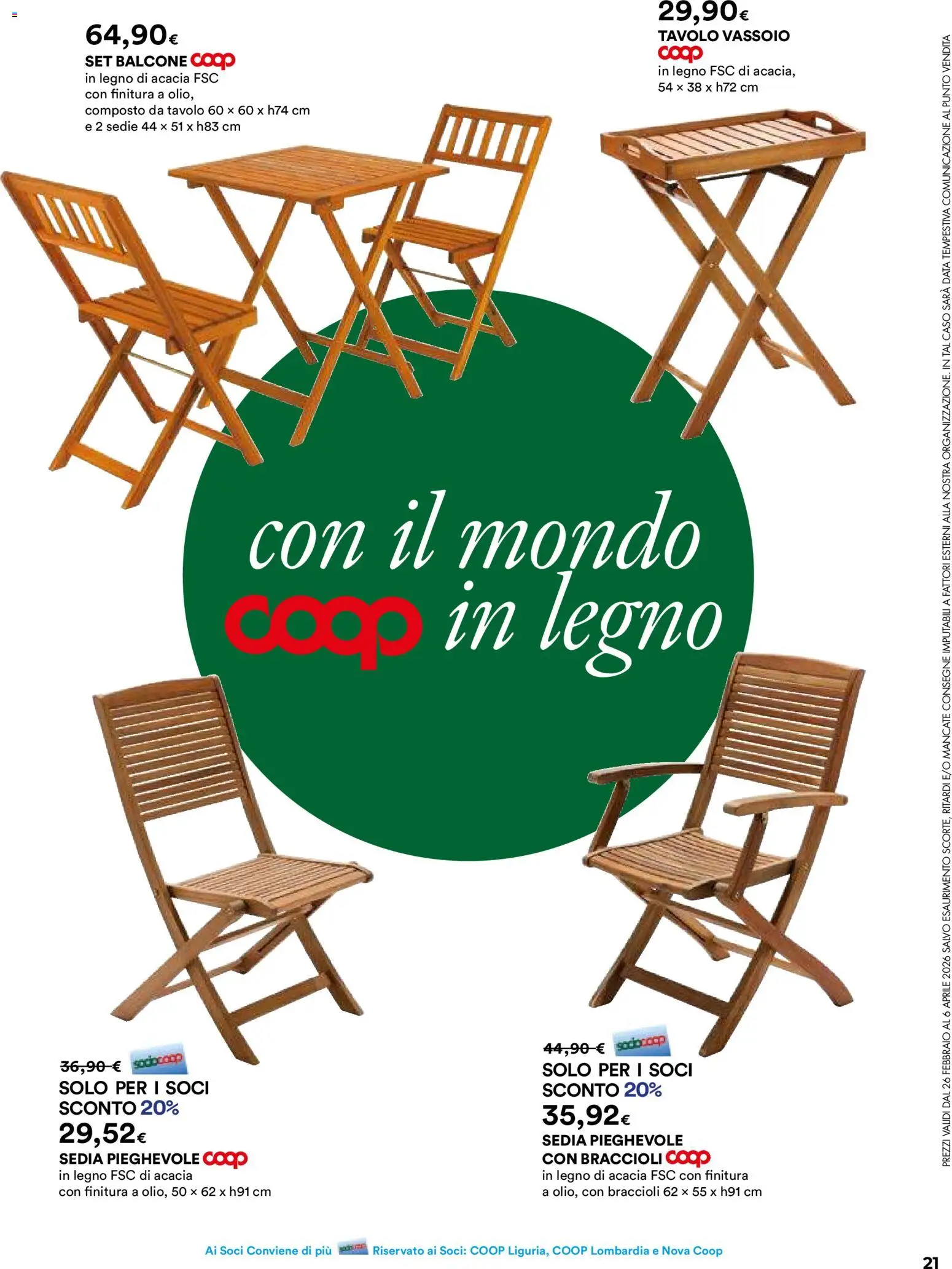 Volantino Ipercoop del 26.02.2026 | Pagina: 21 | Prodotti: Braccioli, Vassoio, Tavolo, Sedia