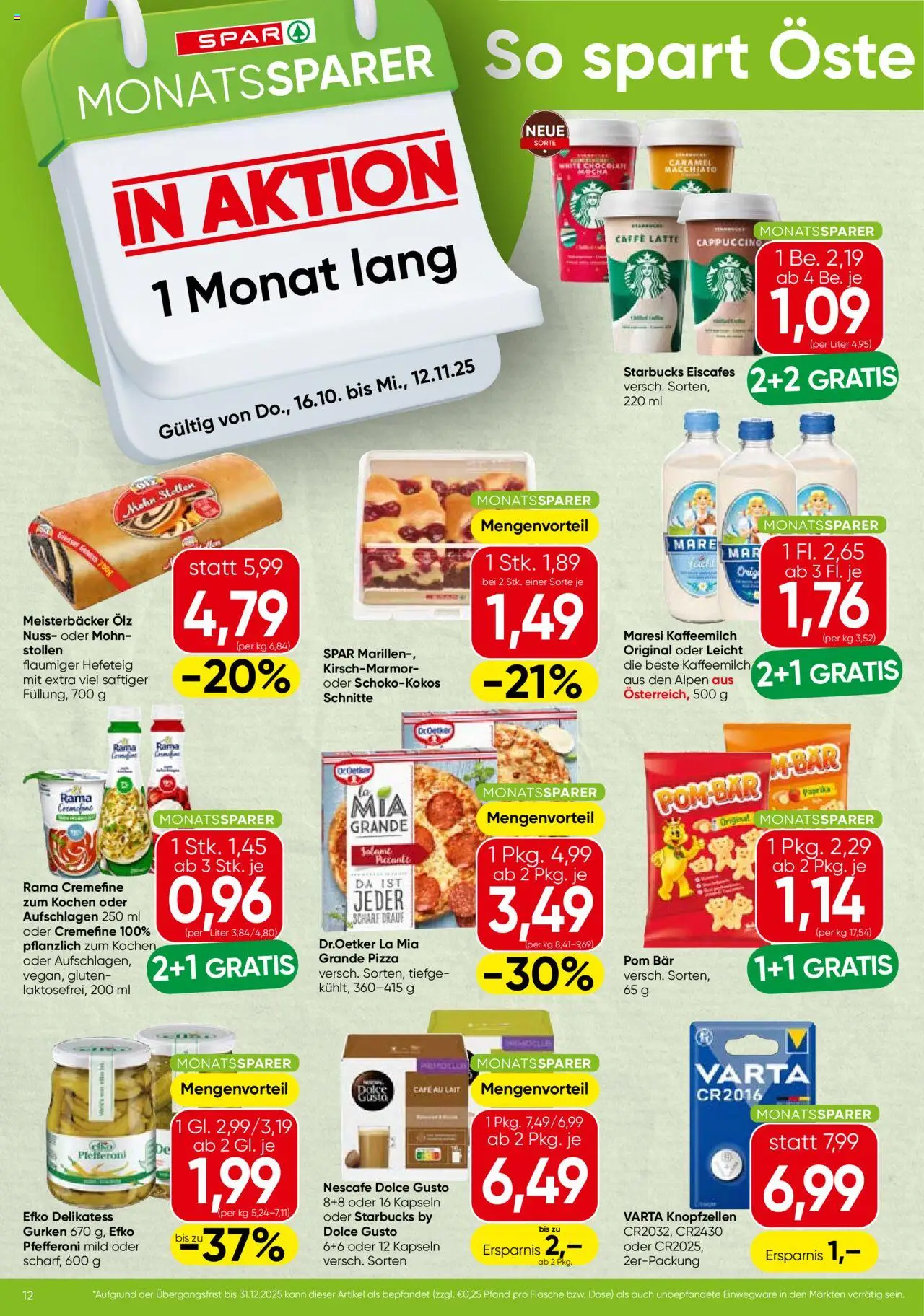 Spar Monatssparer - Tirol gültig ab 16.10.2025 | Seite: 1 | Produkte: Gurken, Pizza