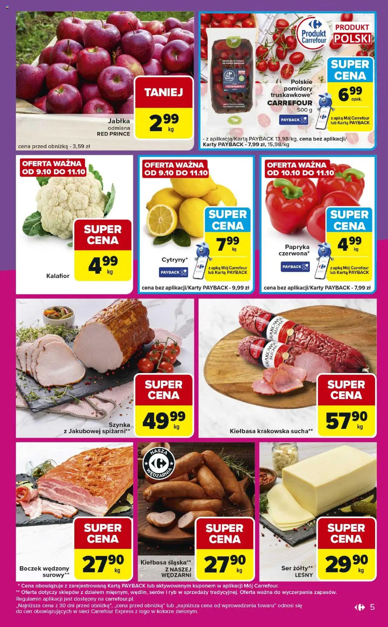 Carrefour Gazetka - Express II od 07.10.2025 | Strona: 5 | Produkty: Kiełbasa, Ser żółty, Szynka, Papryka