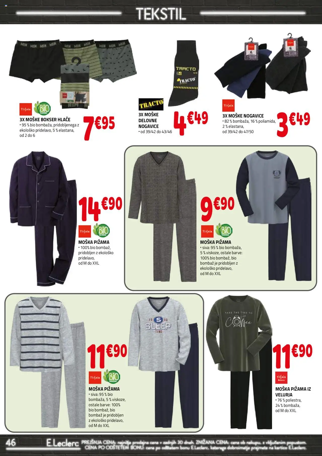 Novi E.leclerc katalog ponudbe – veljaven od 01.10.2025 | Stran: 46 | Izdelki: Pižama, Hlace, Nogavice