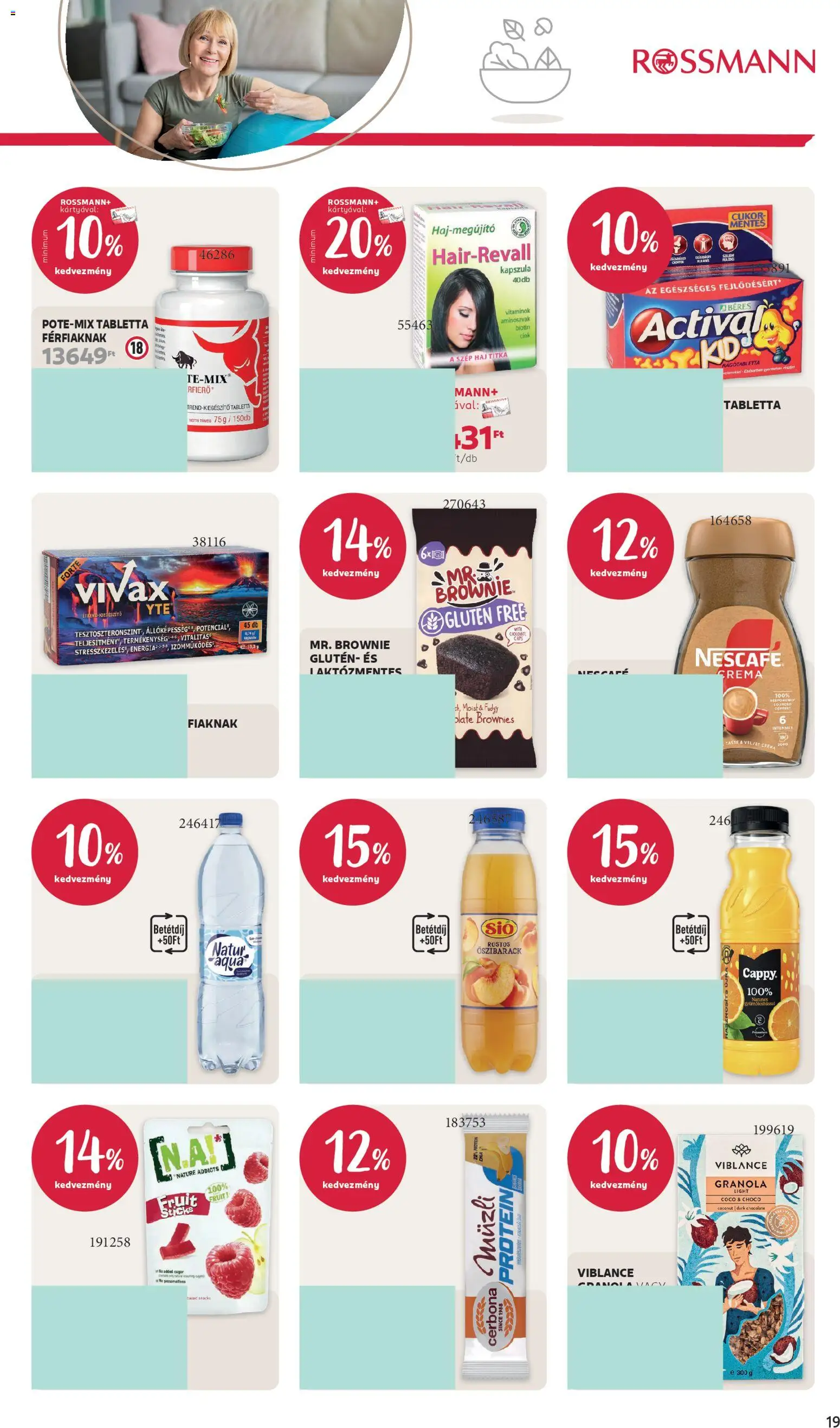 Rossmann akciós ujság - amely érvényes a következő dátumtól: 20.04.2026 | Oldal: 23 | Termékek: Őszibarack, Nescafé, Granola, Brownie