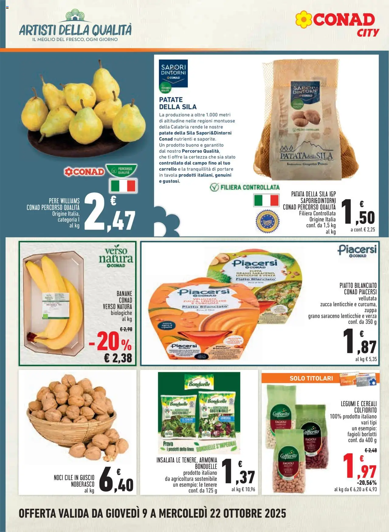 Volantino Conad del 09.10.2025 | Pagina: 2 | Prodotti: Legumi, Cereali, Noci, Carrello