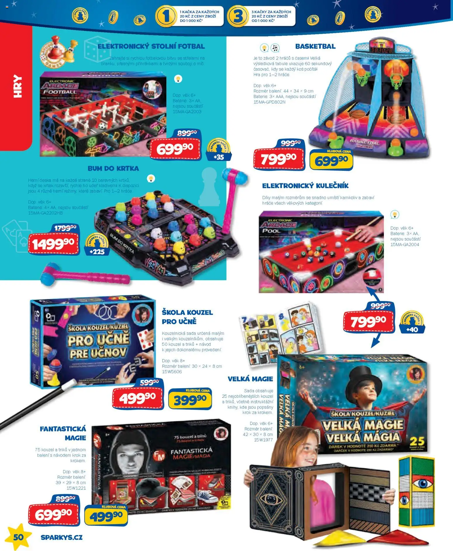 Sparkys katalog Léto 2026 od 01.05.2026 | Strana: 50 | Produkty: Tabule, Hra, Baterie, Koš