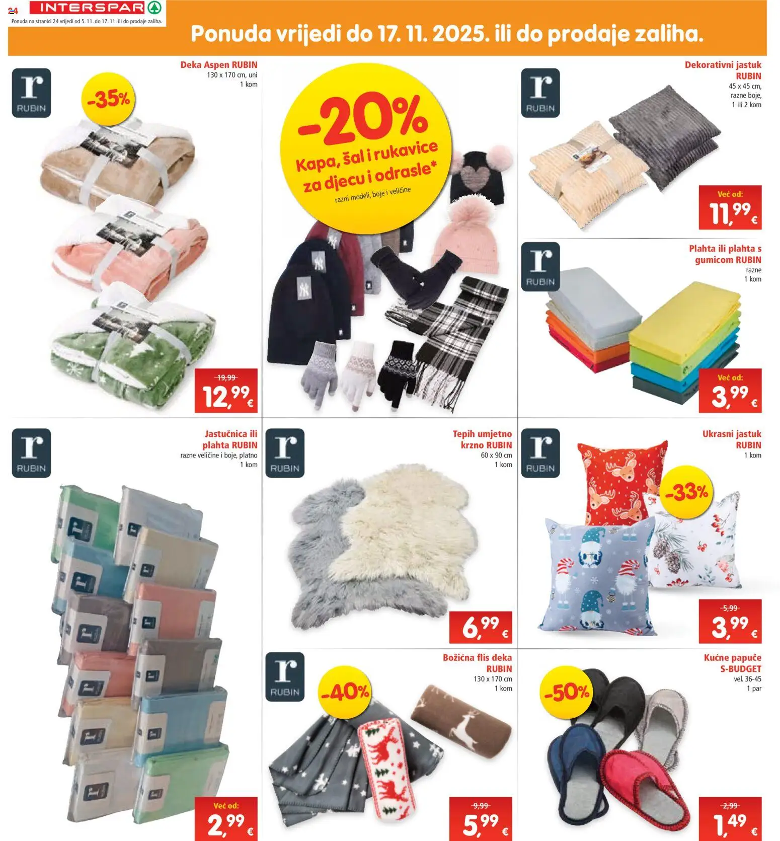 Interspar katalog | vrijedi od 05.11.2025 | Stranica: 27 | Proizvodi: Plahta, Šal, Rukavice, Deka