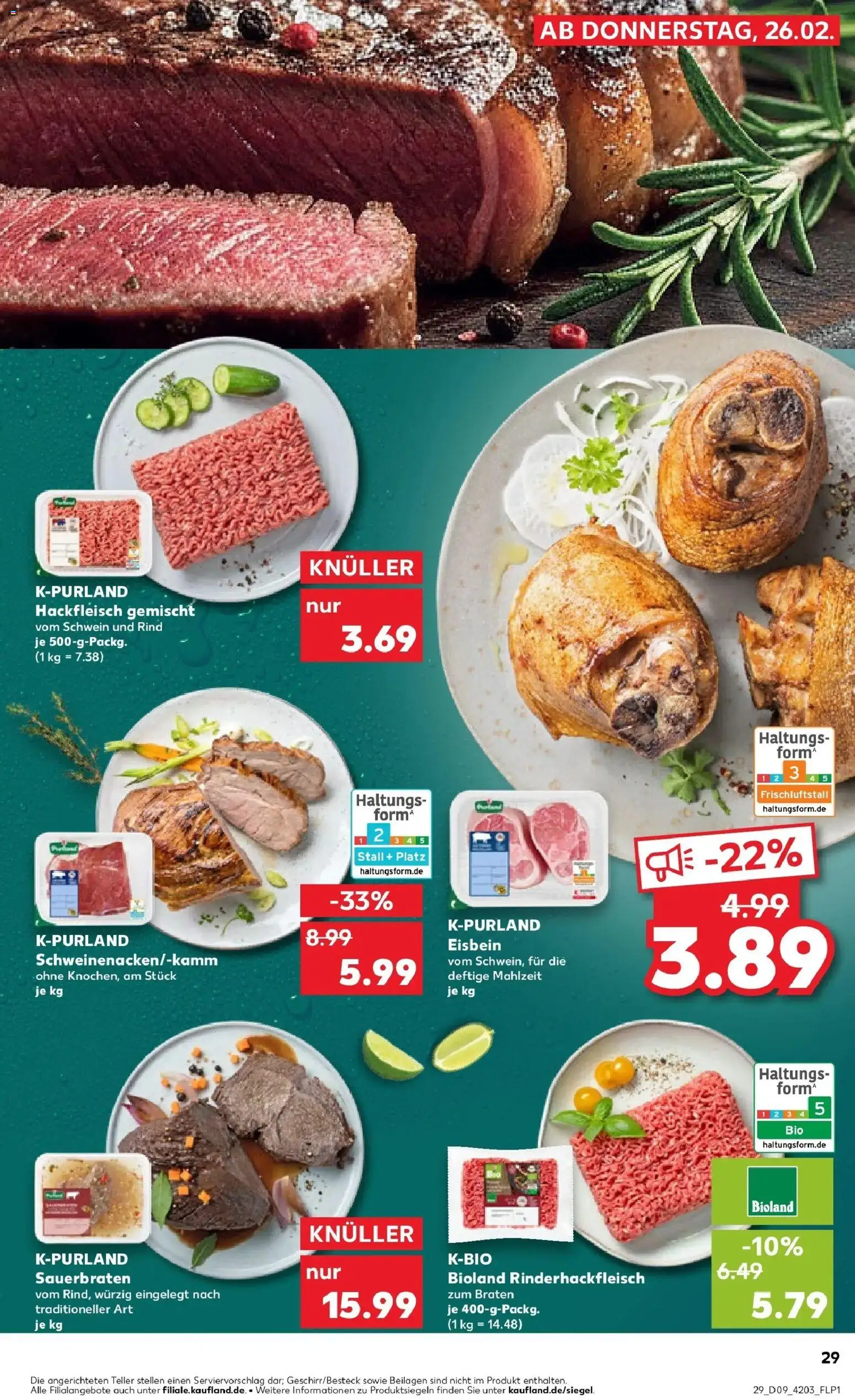 Kaufland prospekt Edingen-Neckarhausen	 – gültig ab 26.02.2026 | Seite: 29 | Produkte: Hackfleisch
