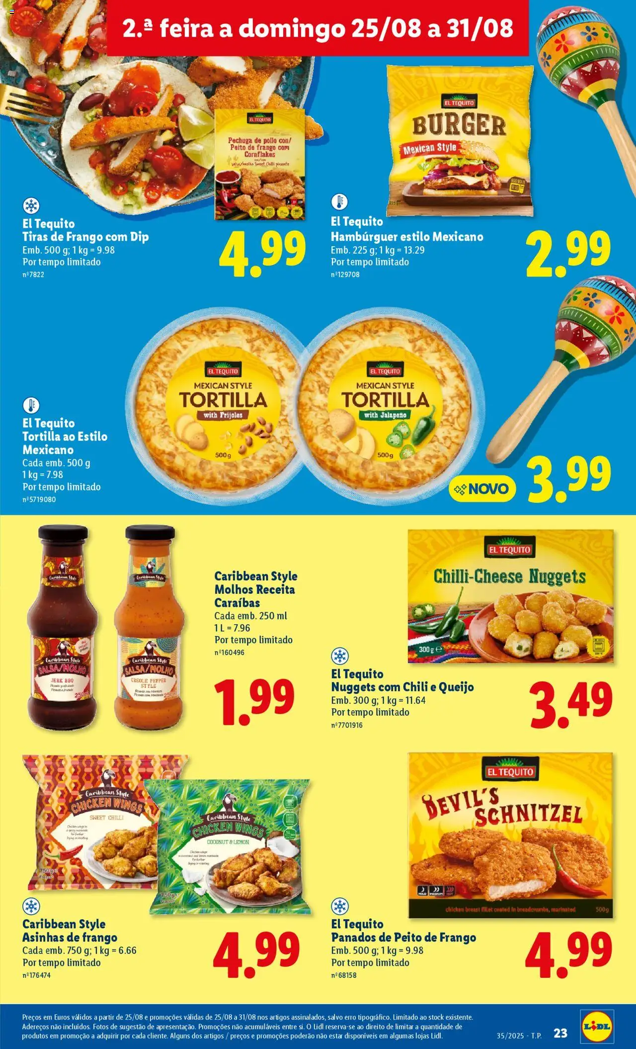 Lidl folheto │ válido de 25.08.2025 | Página: 23 | Produtos: Peito de frango, Hambúrguer, Queijo, Nuggets