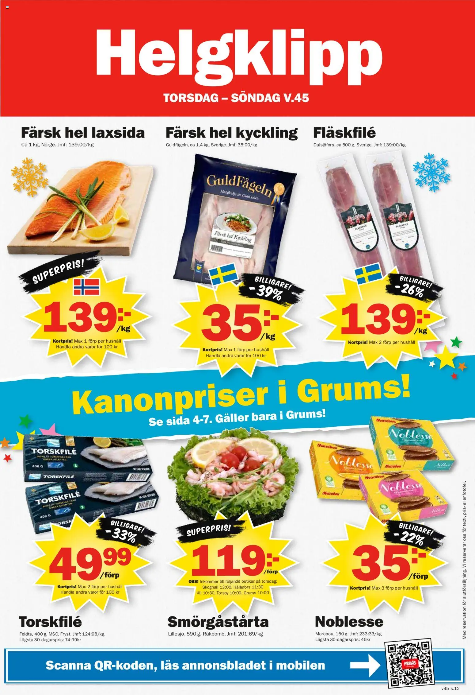 Pekås reklamblad aktuell från 03.11.2025 | Sida: 12 | Produkter: Torskfile, Galler
