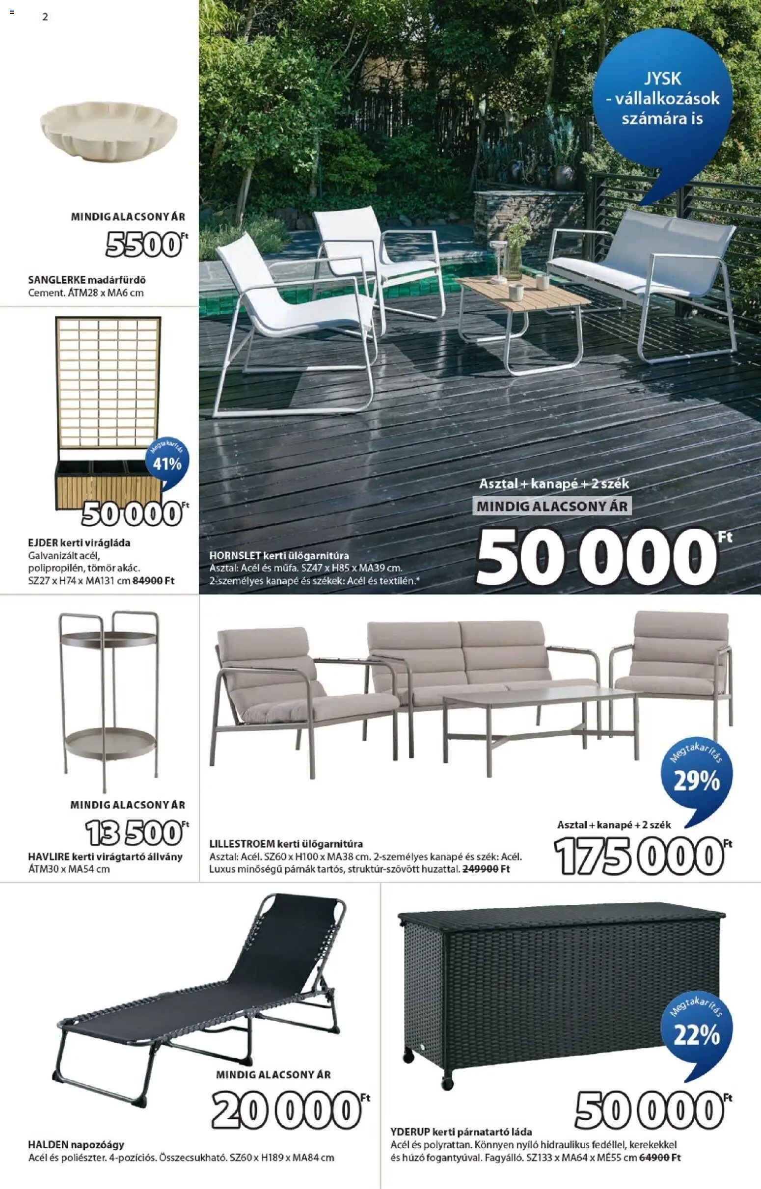 JYSK akciós ujság - amely érvényes a következő dátumtól: 11.03.2026 | Oldal: 2 | Termékek: Asztal, Szék, Virágláda, Székek