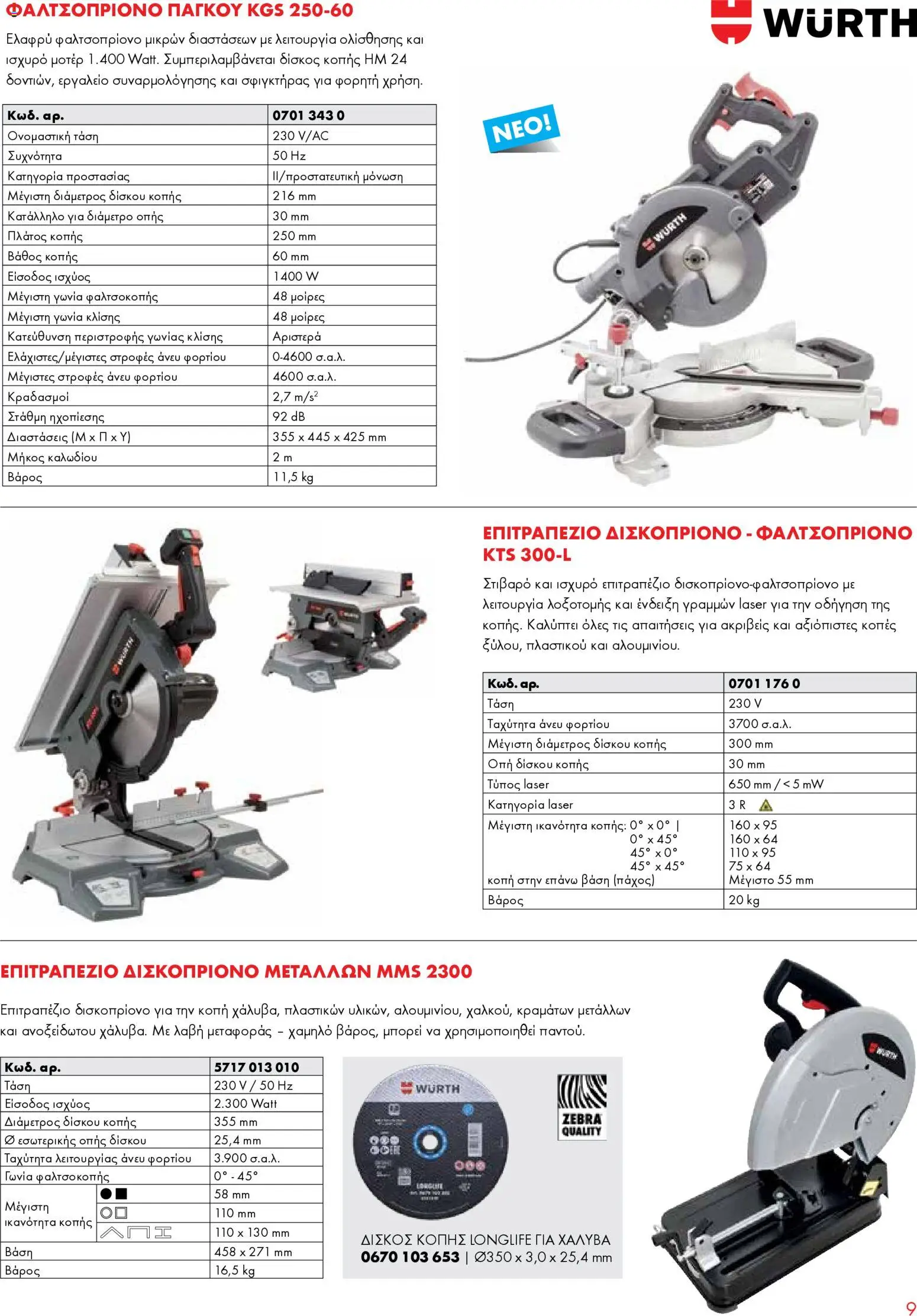 WURTH - Ηλεκτρικά Εργαλεία – σε ισχύ από 01.01.2026 | Σελίδα: 9