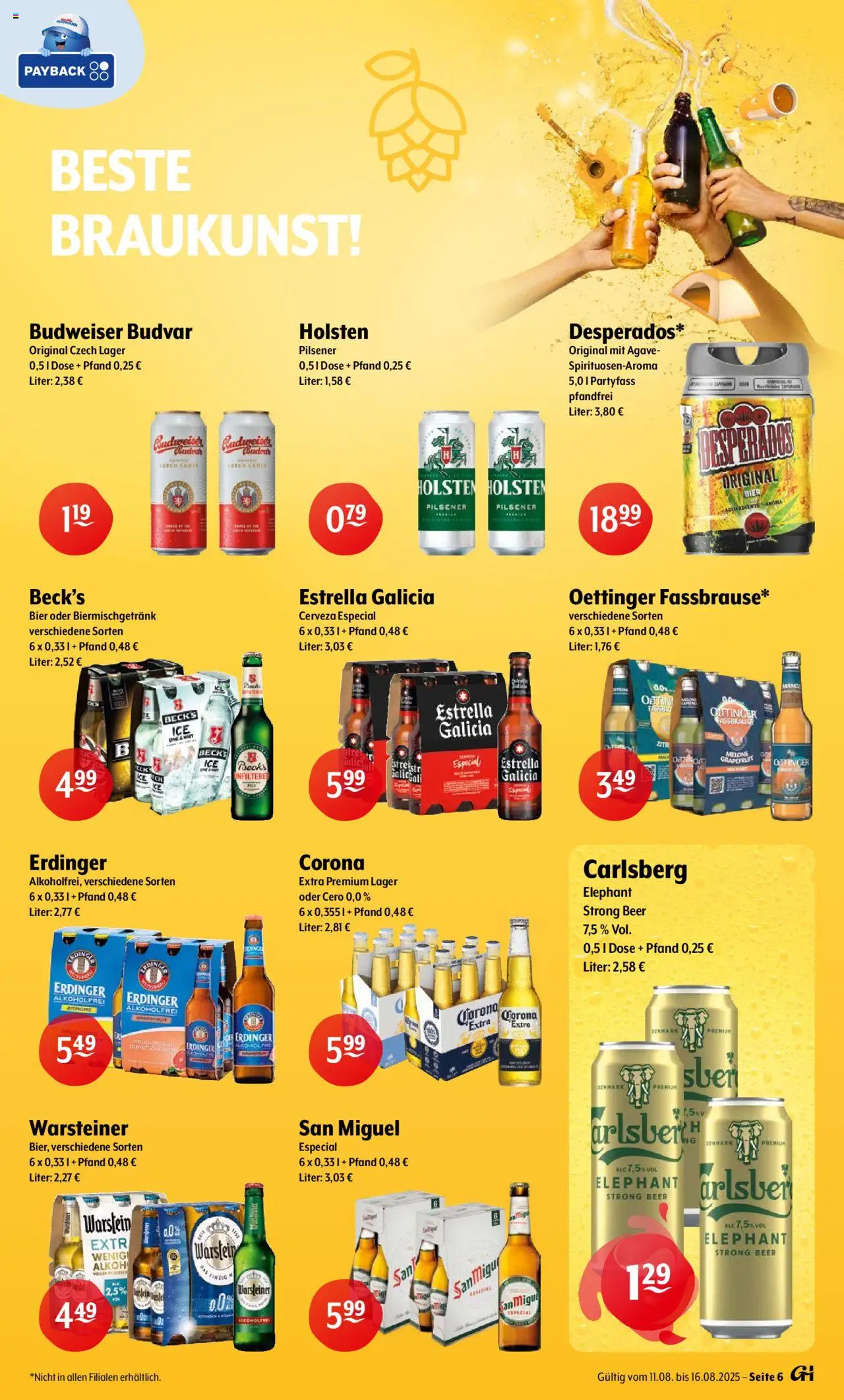 Trink und Spare Prospekt 	 - gültig ab dem 11.08.2025 | Seite: 6 | Produkte: Bier, Grapefruit, Desperados, Melone
