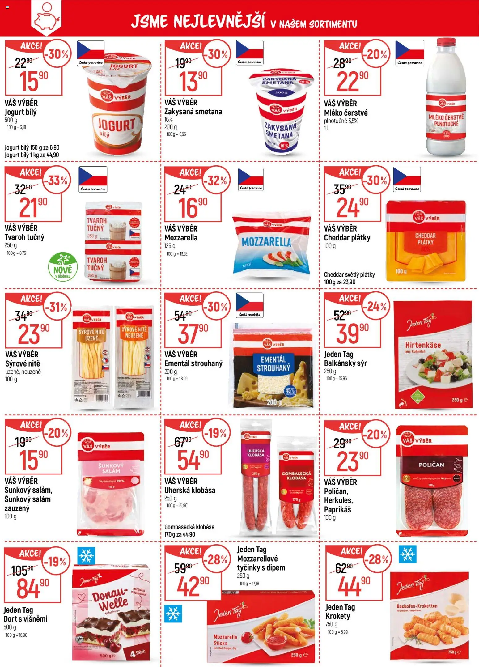 Globus leták - Plzeň od 04.03.2026 | Strana: 7 | Produkty: Mléko, Jogurt, Klobása, Cheddar