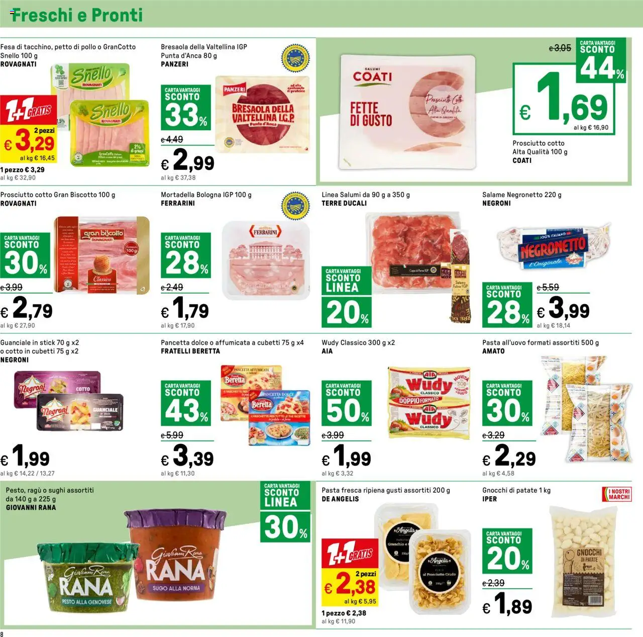 Volantino Iper del 01.08.2025 | Pagina: 8 | Prodotti: Salame, Patate, Prosciutto, Sugo