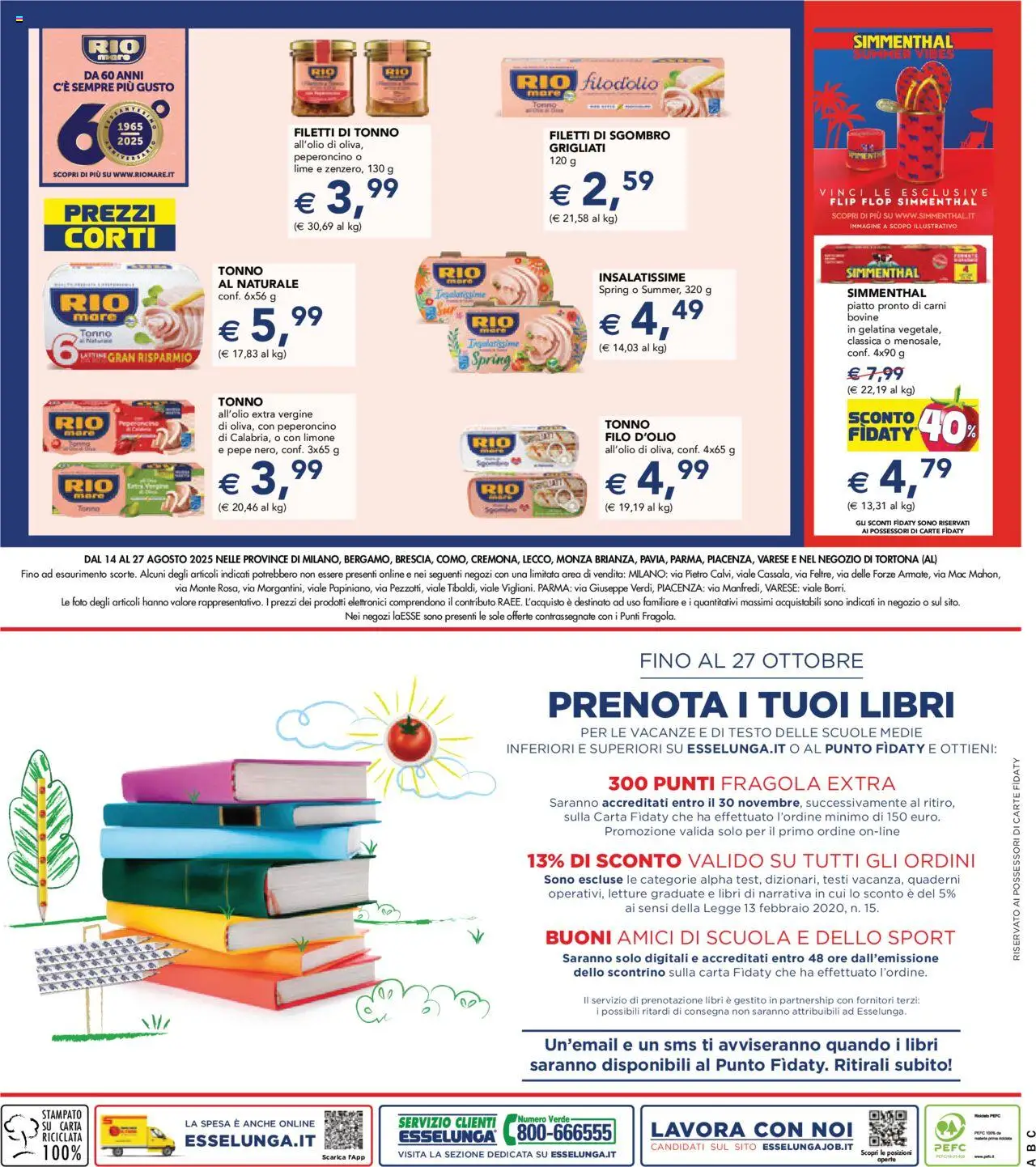 Volantino Esselunga S del 14.08.2025 | Pagina: 24 | Prodotti: Pepe, Tonno, Tonno al naturale, Sgombro