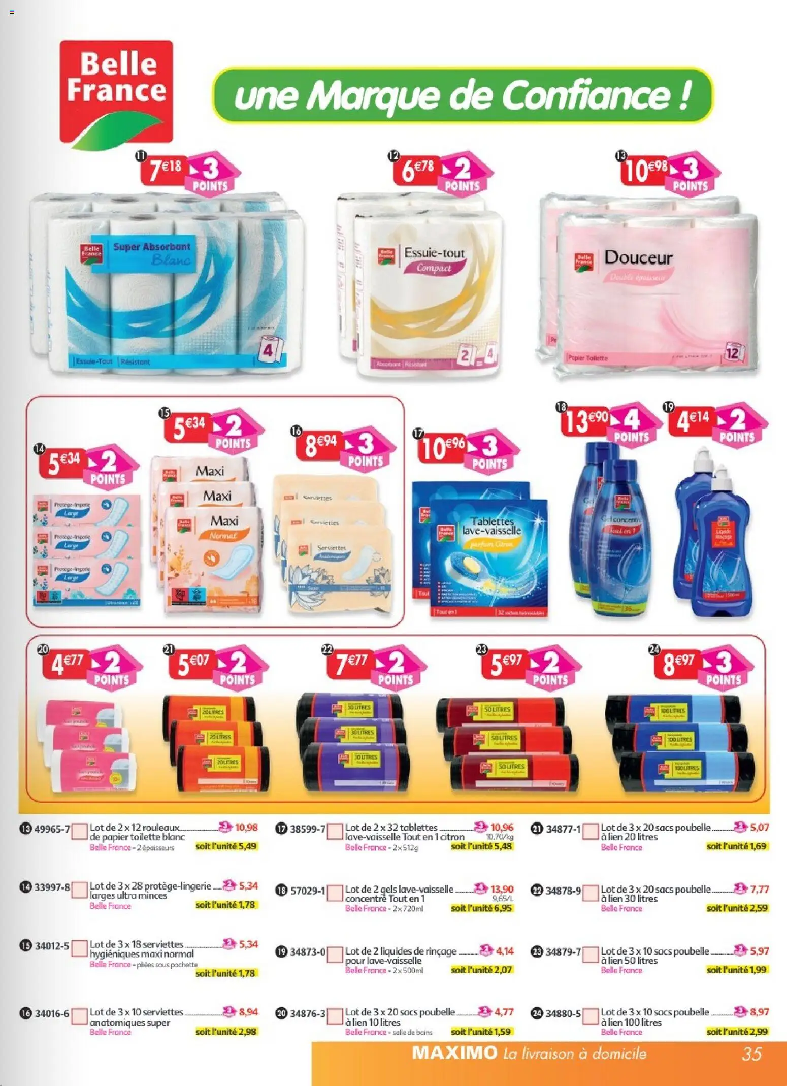 {H1} | Page: 35 | Produits: Citron, Poubelle, Papier toilette, Sacs poubelle