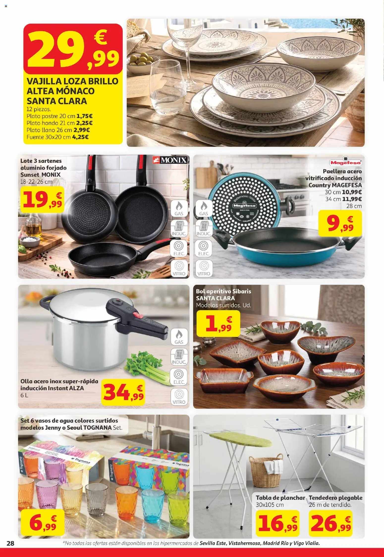 Alcampo Canarias │ válido desde el 07.04.2026 | Página: 28 | Productos: Vasos, Tendedero, Tabla de planchar, Βρεφικό κρεβάτι