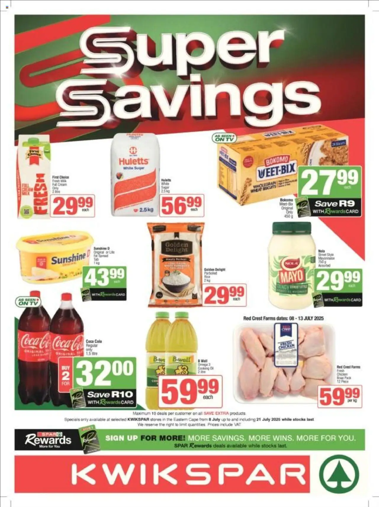 KWIKSPAR - Eastern Cape - Weekly Specials │ valid from 08.07.2025 | Page: 1 | Products: Dates, TV, Cream, Sugar