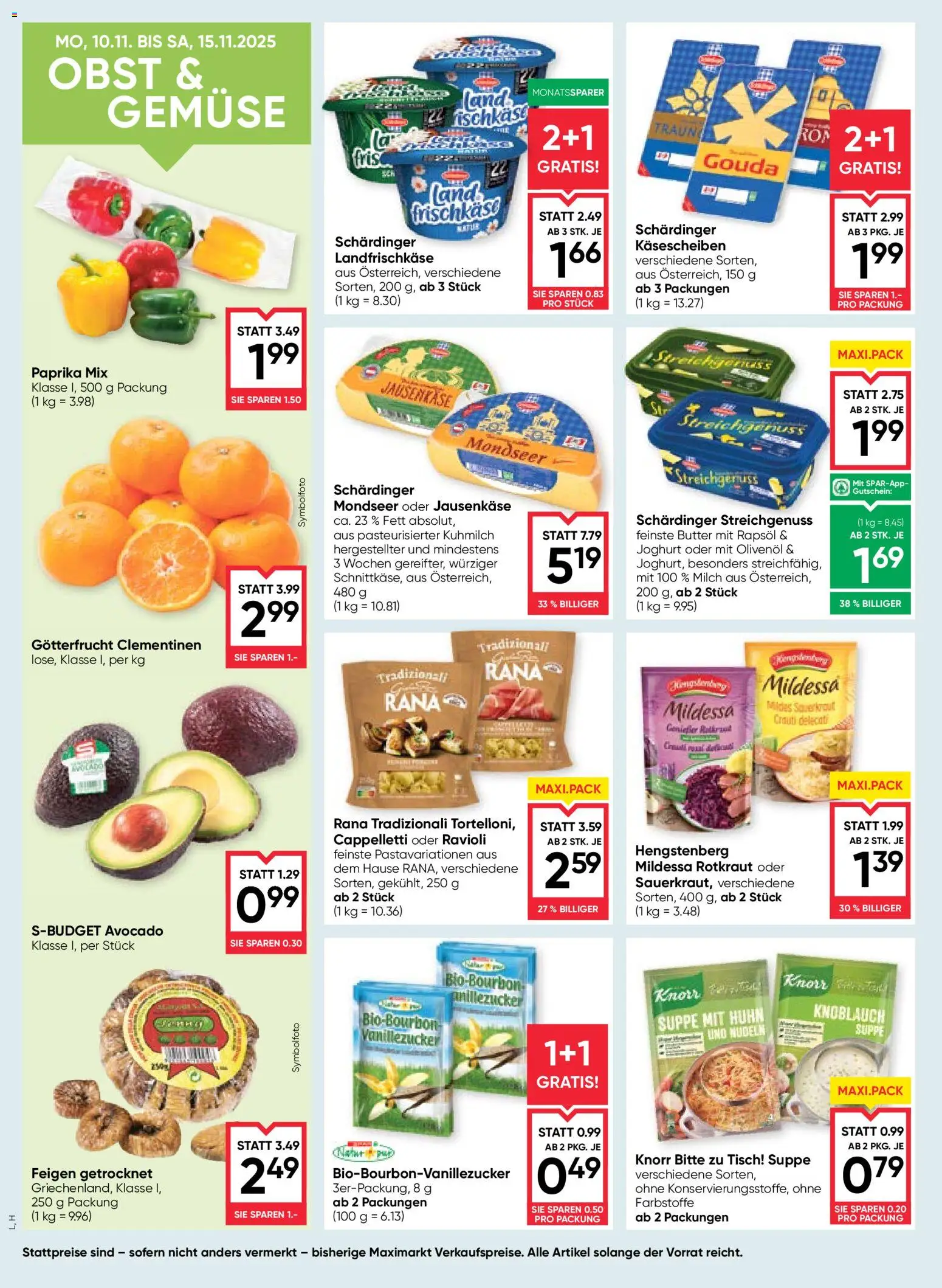 Maximarkt Flugblatt gültig ab 13.11.2025 | Seite: 10 | Produkte: Avocado, Knoblauch, Milch, Nudeln