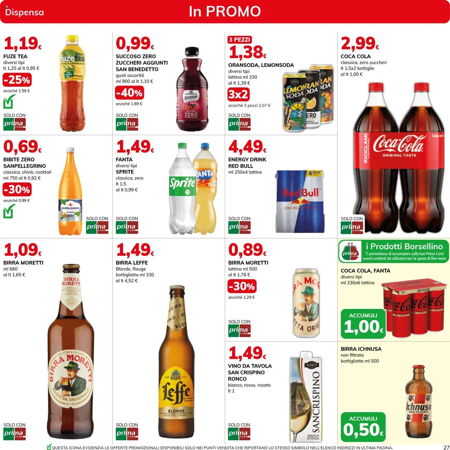Volantino Basko del 24.03.2026 | Pagina: 27 | Prodotti: Vino, Birra Moretti, Fanta, Red Bull