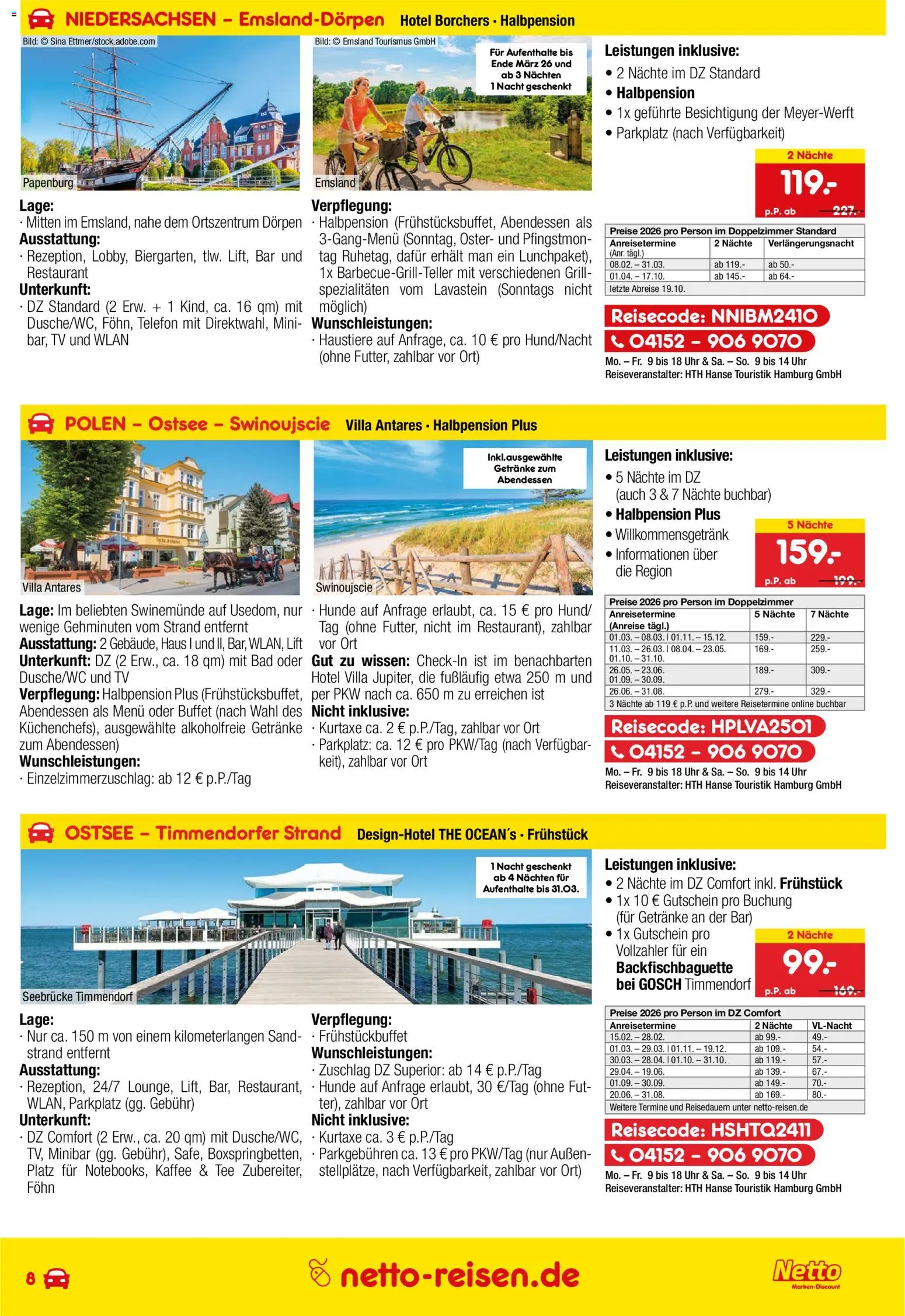 Netto Reisen Prospekt 	 – gültig ab 29.01.2026 | Seite: 8 | Produkte: Bad, Telefon, Uhr, TV