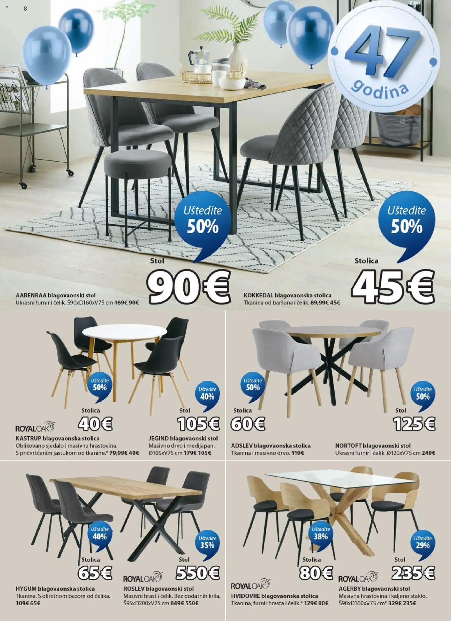 JYSK katalog | vrijedi od 08.04.2026 | Stranica: 8 | Proizvodi: Stol, Stolica, Blagovaonska stolica