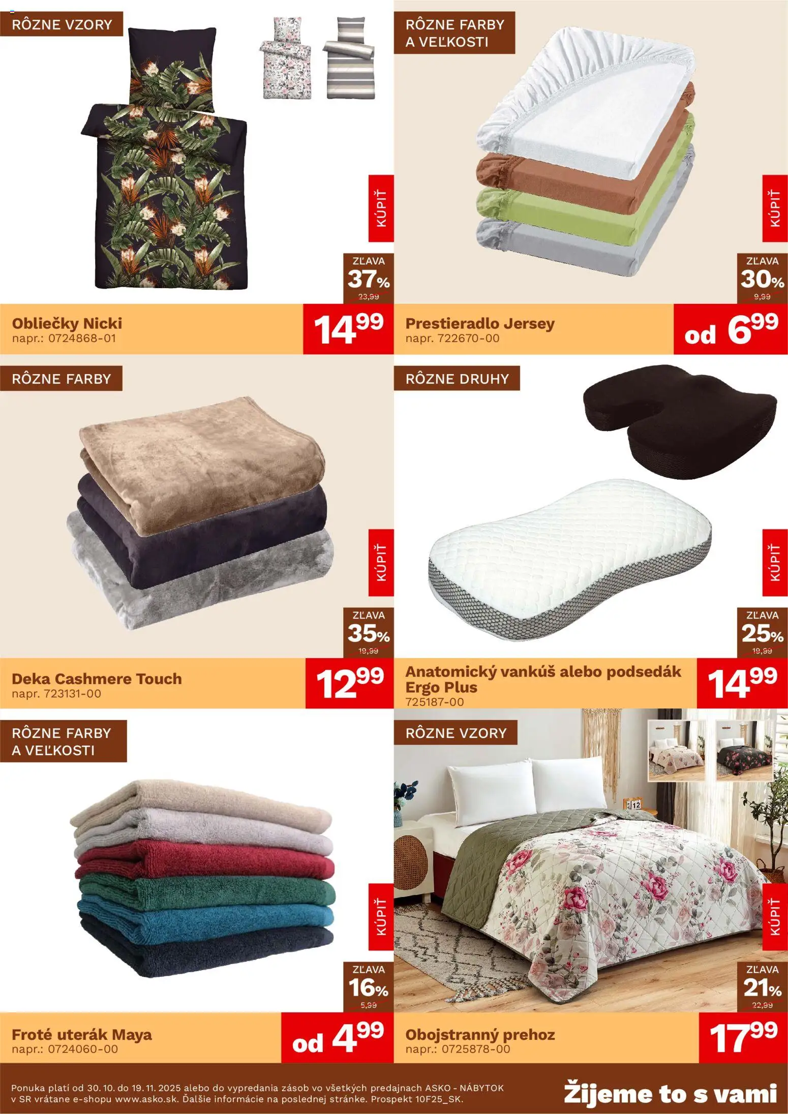Nové ASKO nábytok akcie – leták je platný od 30.10.2025 | Strana: 3 | Produkty: Nábytok, Obliečky, Vankúš