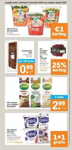 Alle Campina vla en yoghurt literpakken, Campina vla en yoghurt in literpakken - Voorbeeld van een folder van Albert Heijn, geldig van 27.12.2025 | Pagina: 27 | Producten: Tomaat, Zoete Aardappel, Chocolade, Slagroom