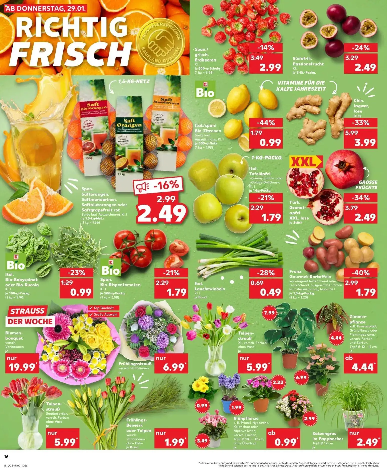 Kaufland prospekt Zossen	 – gültig ab 02.02.2026 | Seite: 16 | Produkte: Top, Vase, Saft, Erdbeeren