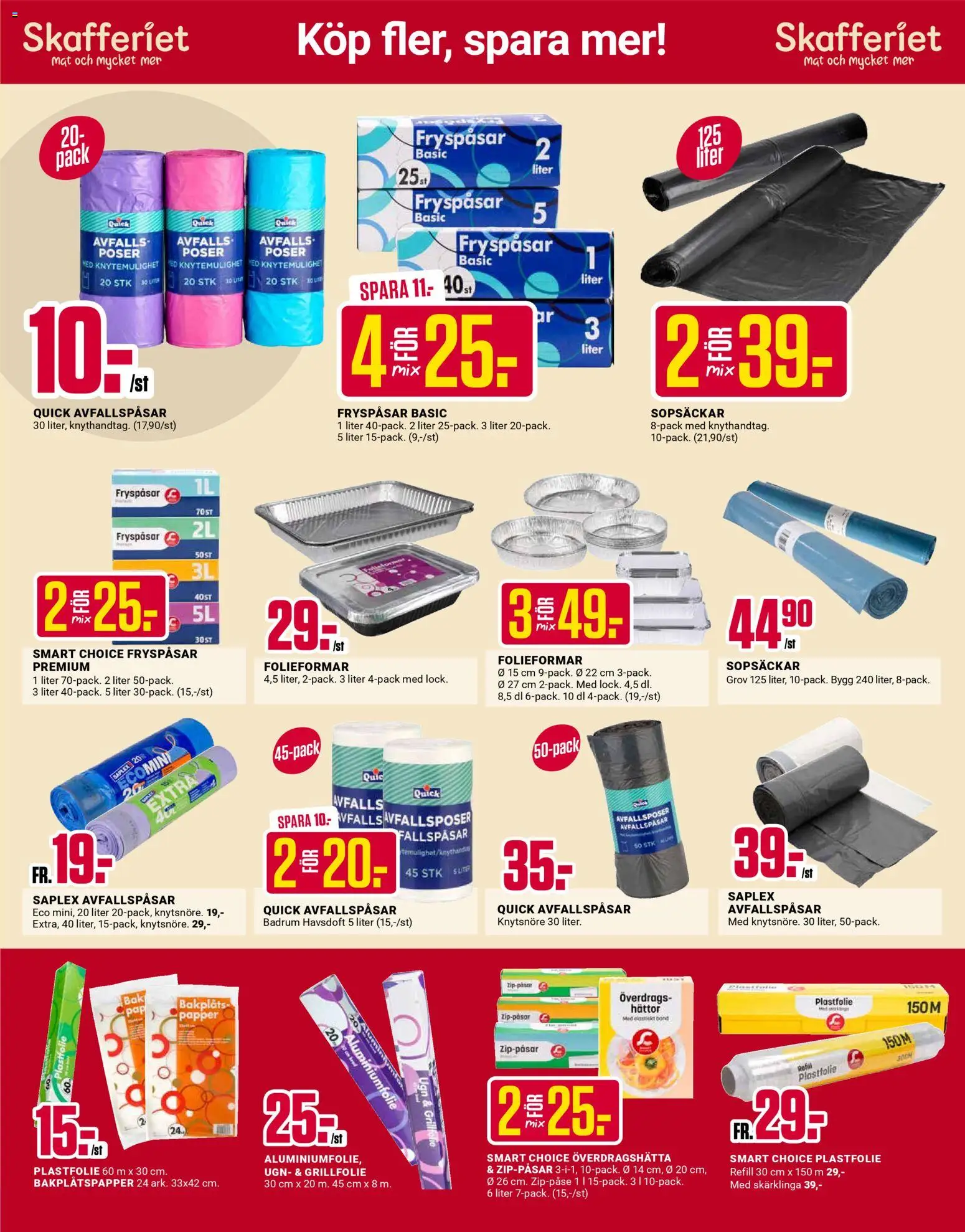 ÖoB reklamblad aktuell från 16.02.2026 | Sida: 3 | Produkter: Avfallspåsar, Bakplåtspapper, Plastfolie, Grillfolie