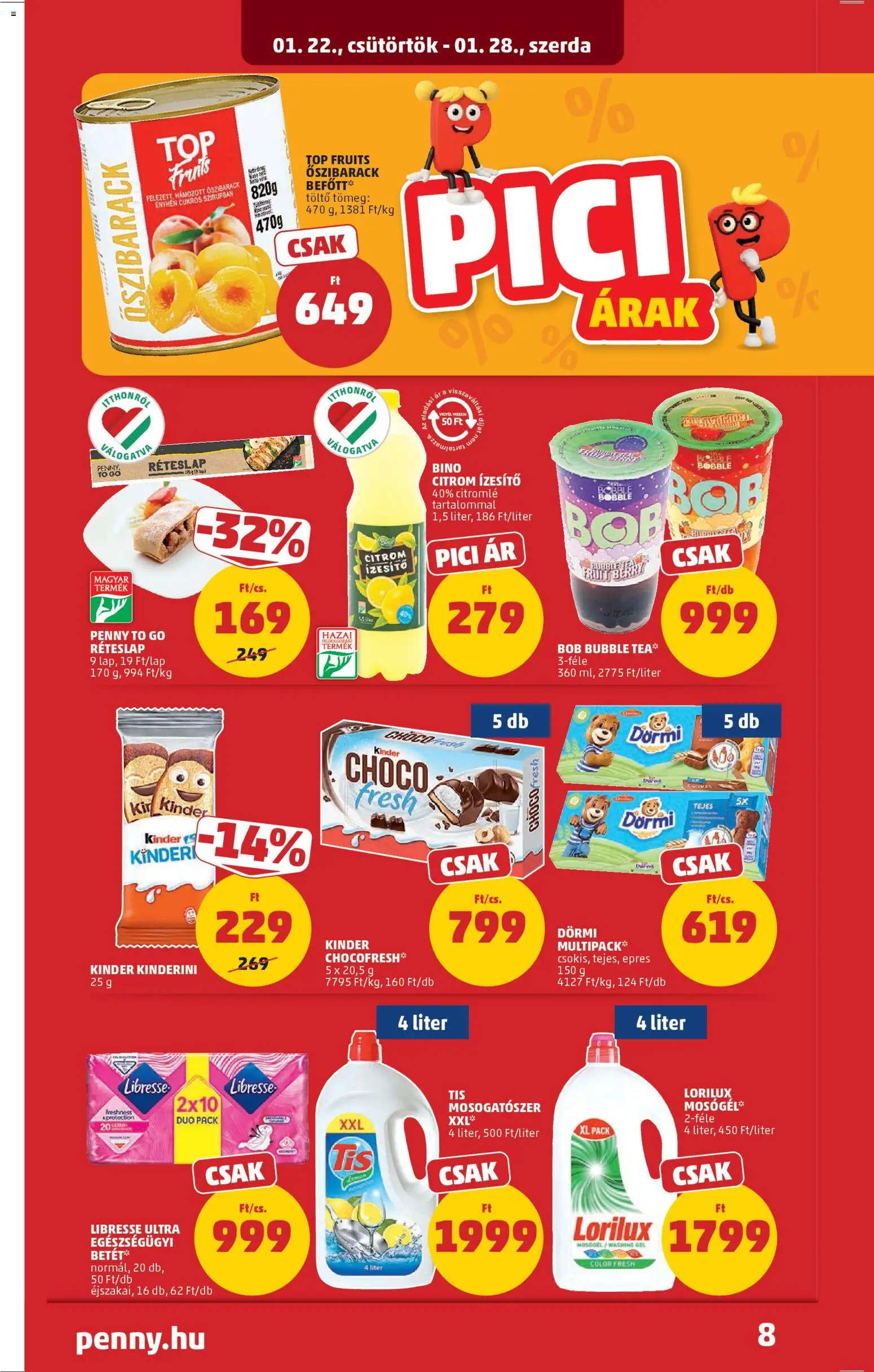 PENNY akciós ujság - amely érvényes a következő dátumtól: 22.01.2026 | Oldal: 12 | Termékek: Töltő, Tea, Mosogatószer, Citrom
