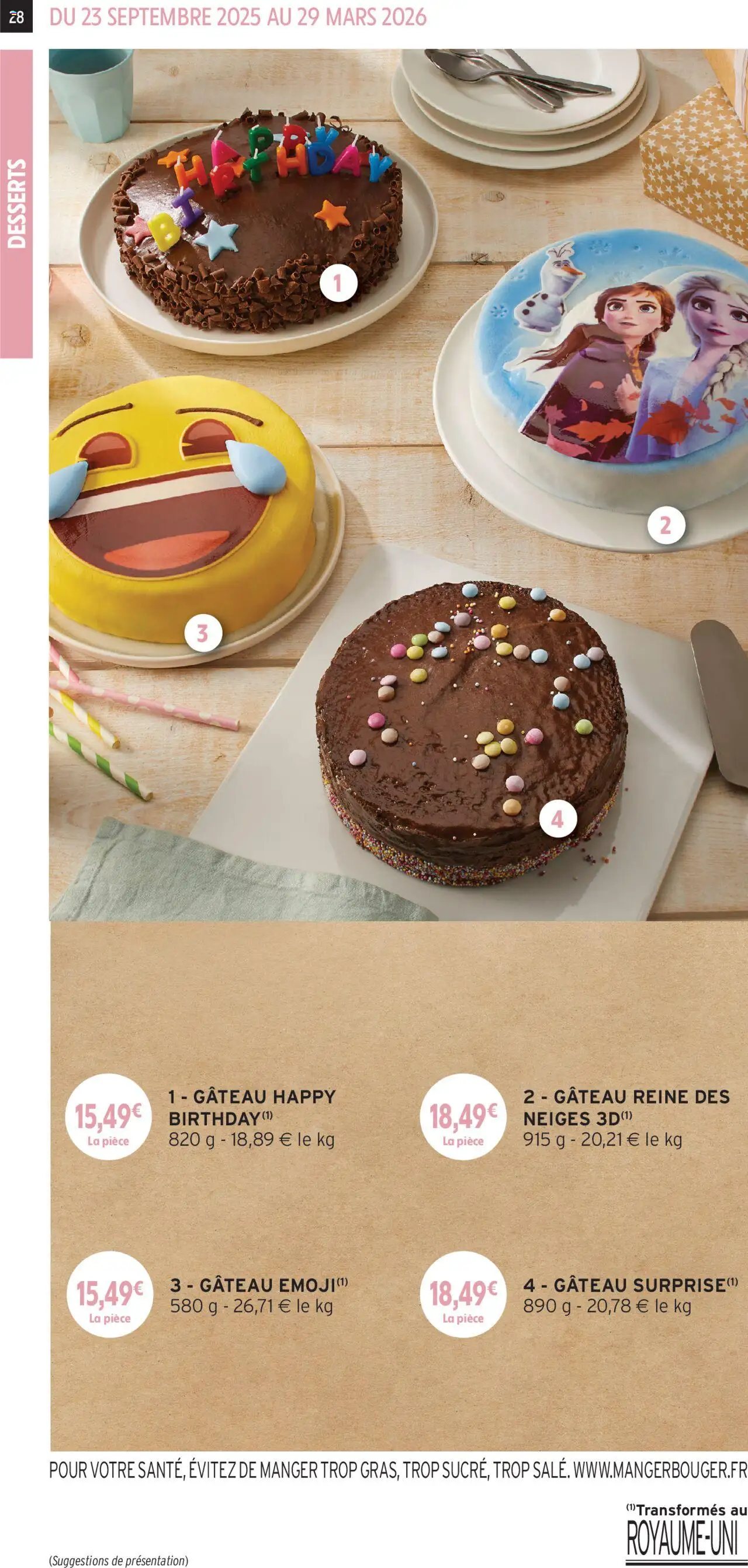 {H1} | Page: 28 | Produits: Gâteau Reine des Neiges