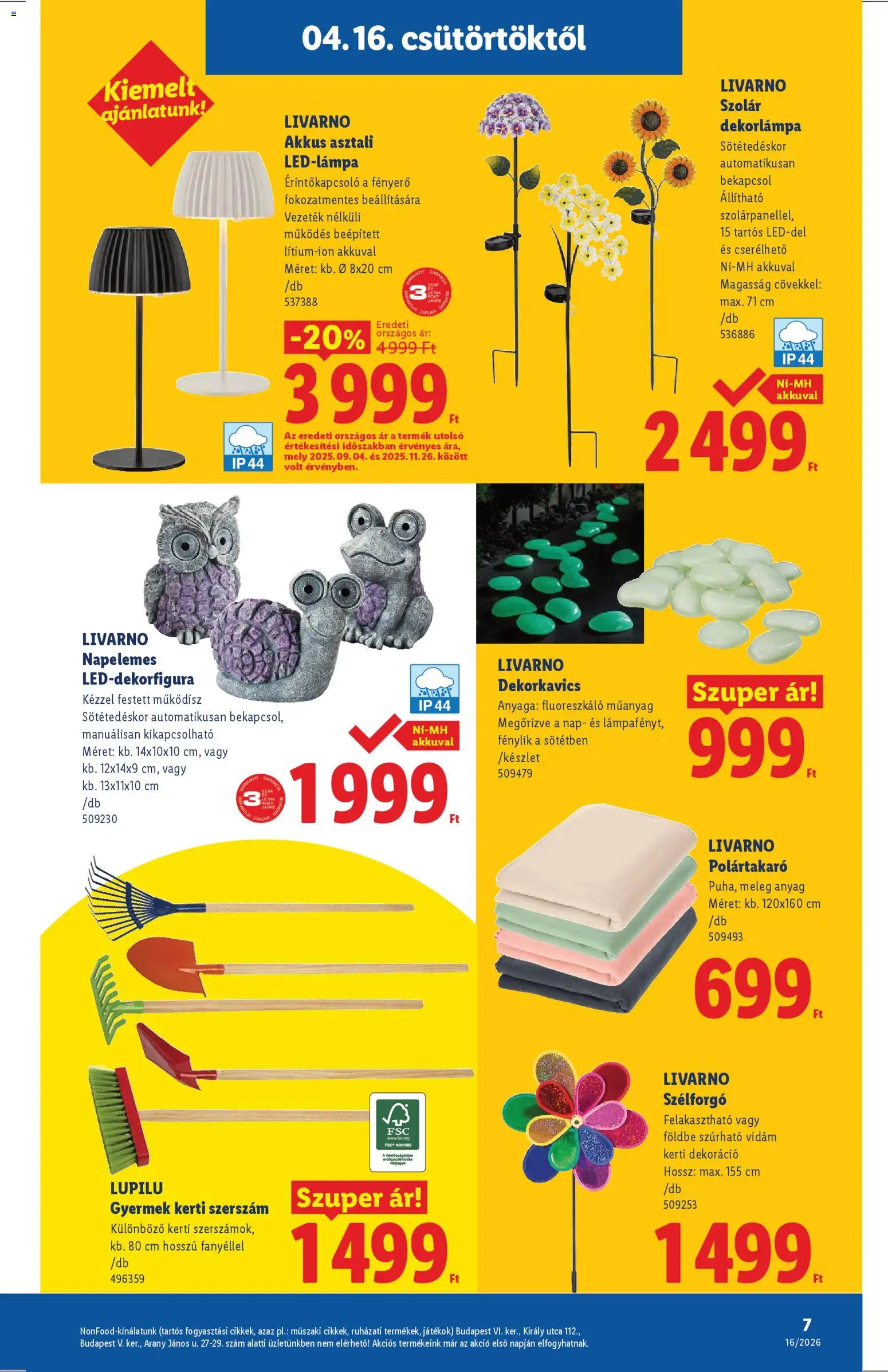 Lidl akciós ujság - amely érvényes a következő dátumtól: 16.04.2026 | Oldal: 7 | Termékek: Dekorkavics, Dekorlámpa, Játékok, Dekoráció