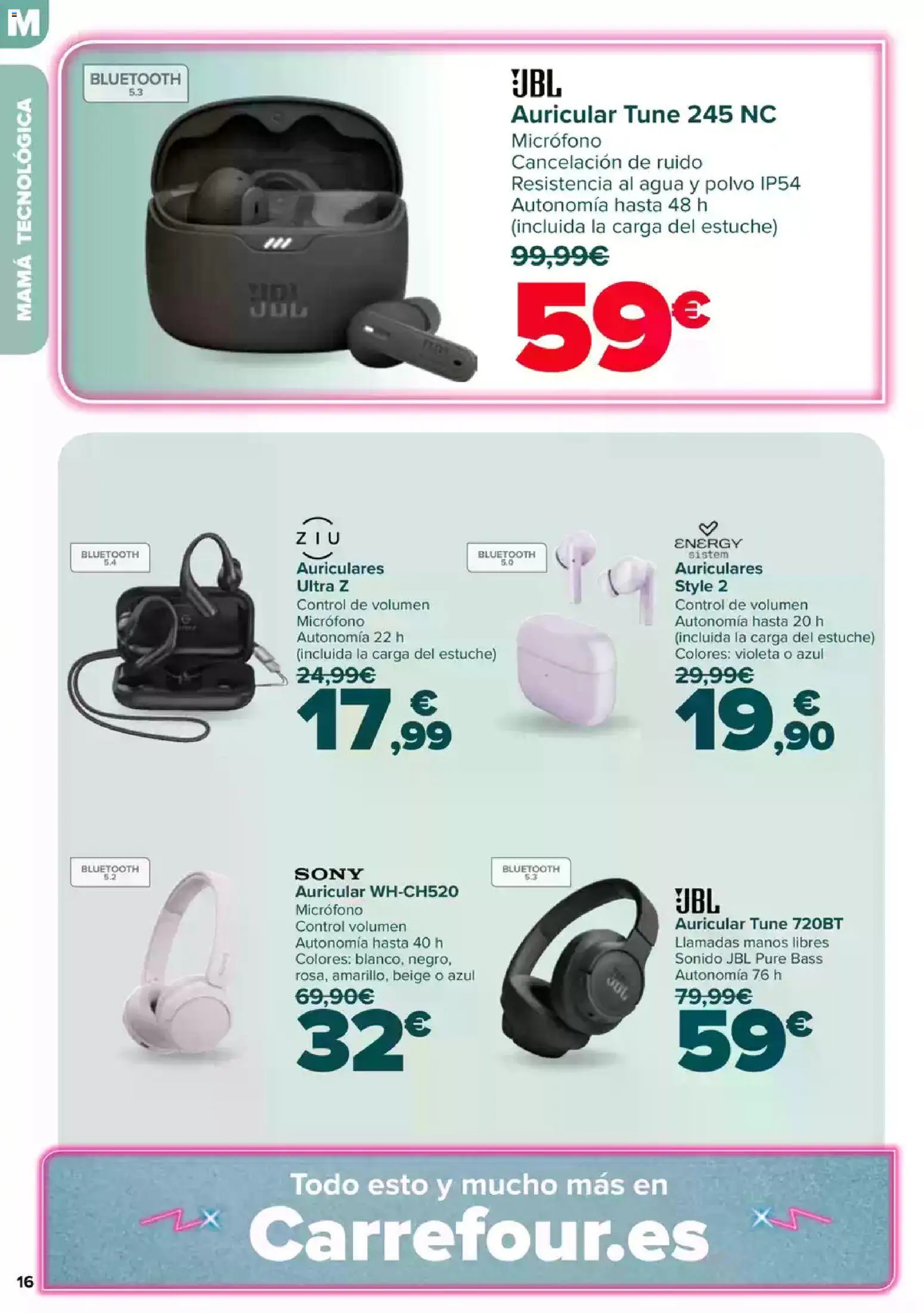 Carrefour Dia de la Madre │ válido desde el 23.04.2026 | Página: 16 | Productos: Polvo, Auriculares, Micrófono