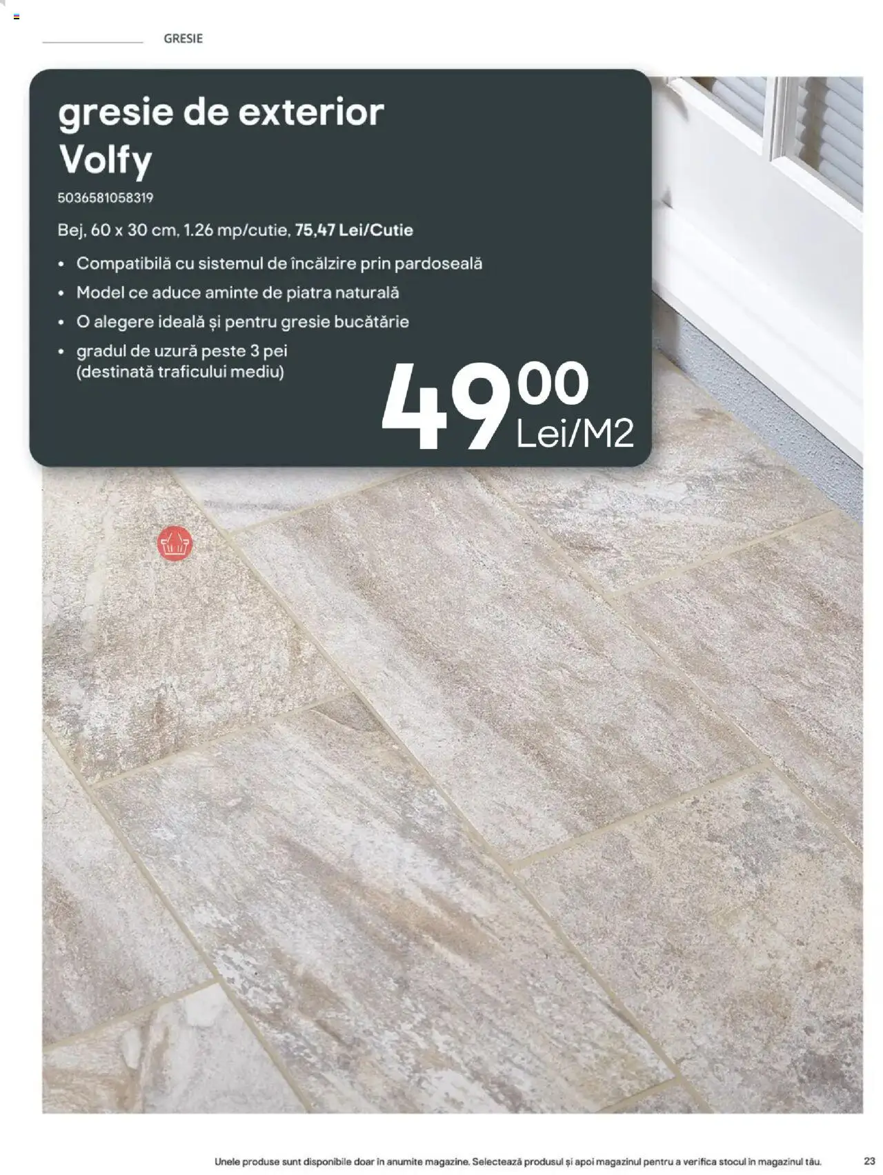 Brico Depot catalog - Transformă-ți curtea în povestea ta de vară – valabil de la 23.05.2025 | Pagină: 23 | Produse: Gresie, Bucătărie, Pardoseală, Pește