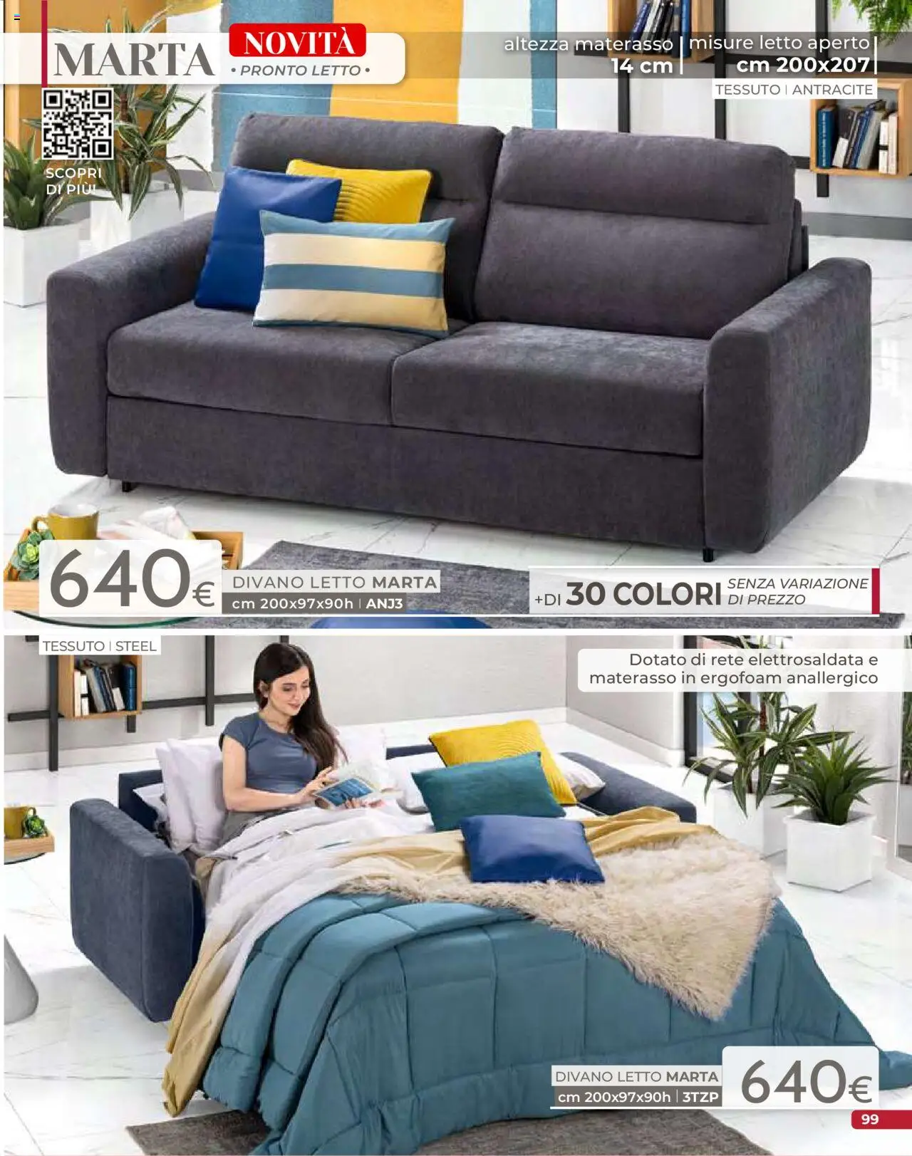 Volantino Mondo Convenienza del 09.09.2025 | Pagina: 101 | Prodotti: Divano letto, Letto, Materasso, Divano