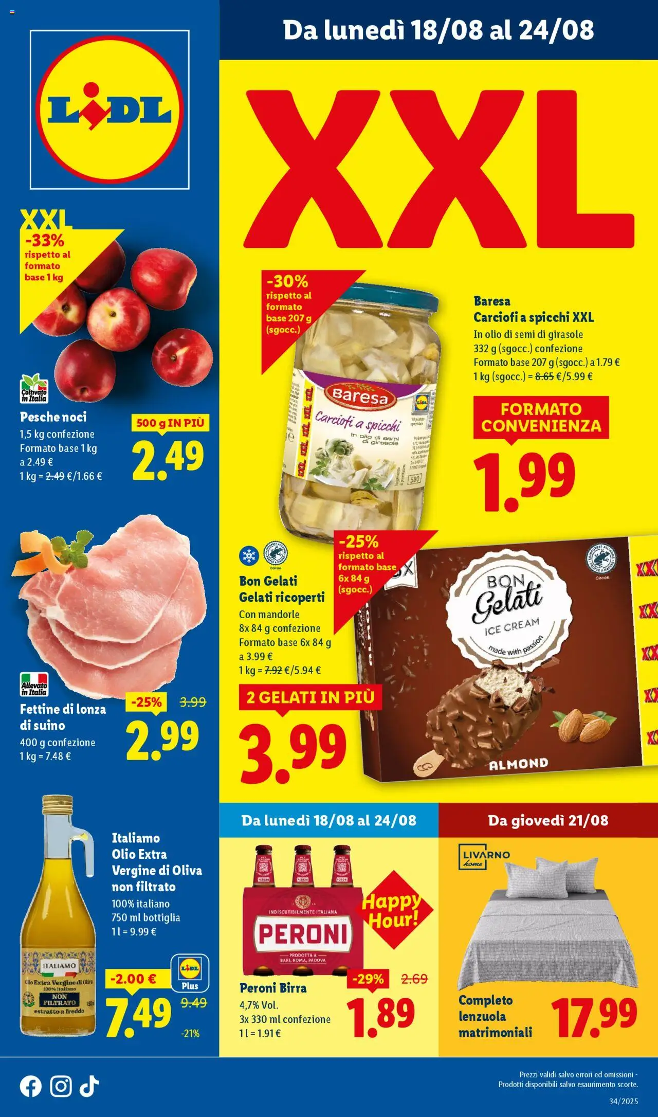 Volantino Lidl del 18.08.2025 | Pagina: 1 | Prodotti: Suino, Noci, Olio extra vergine, Bottiglia