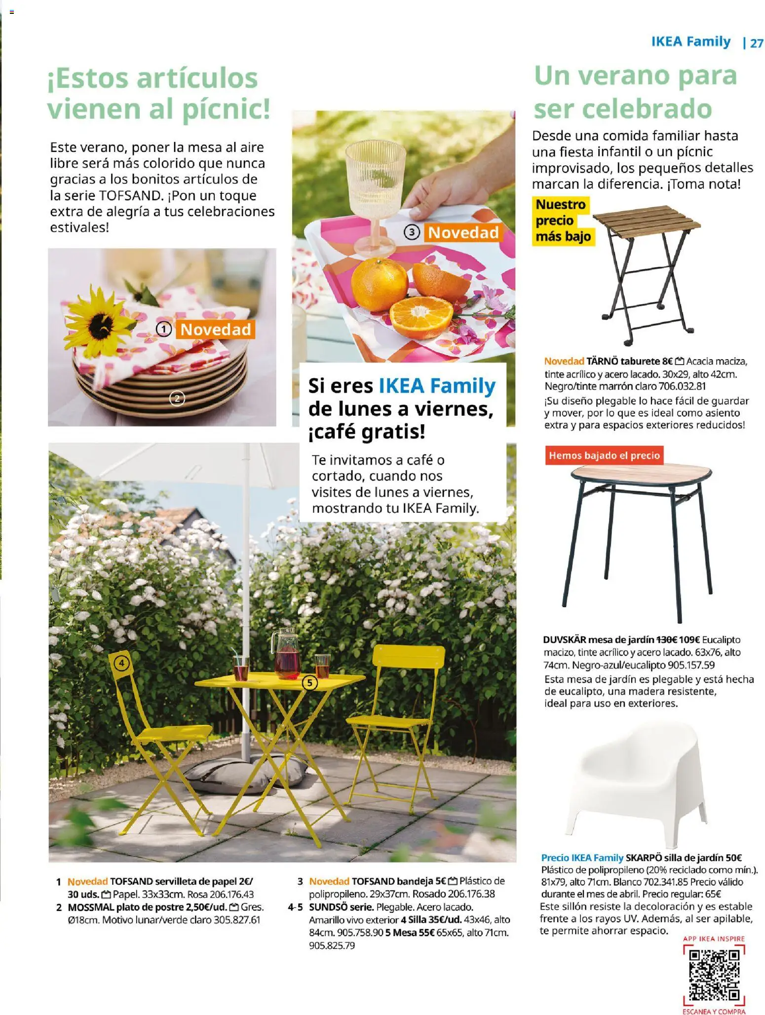 Catálogo IKEA Family │ válido desde el 01.04.2026 | Página: 27 | Productos: Mesa de jardín, Tinte, Té, Sillón