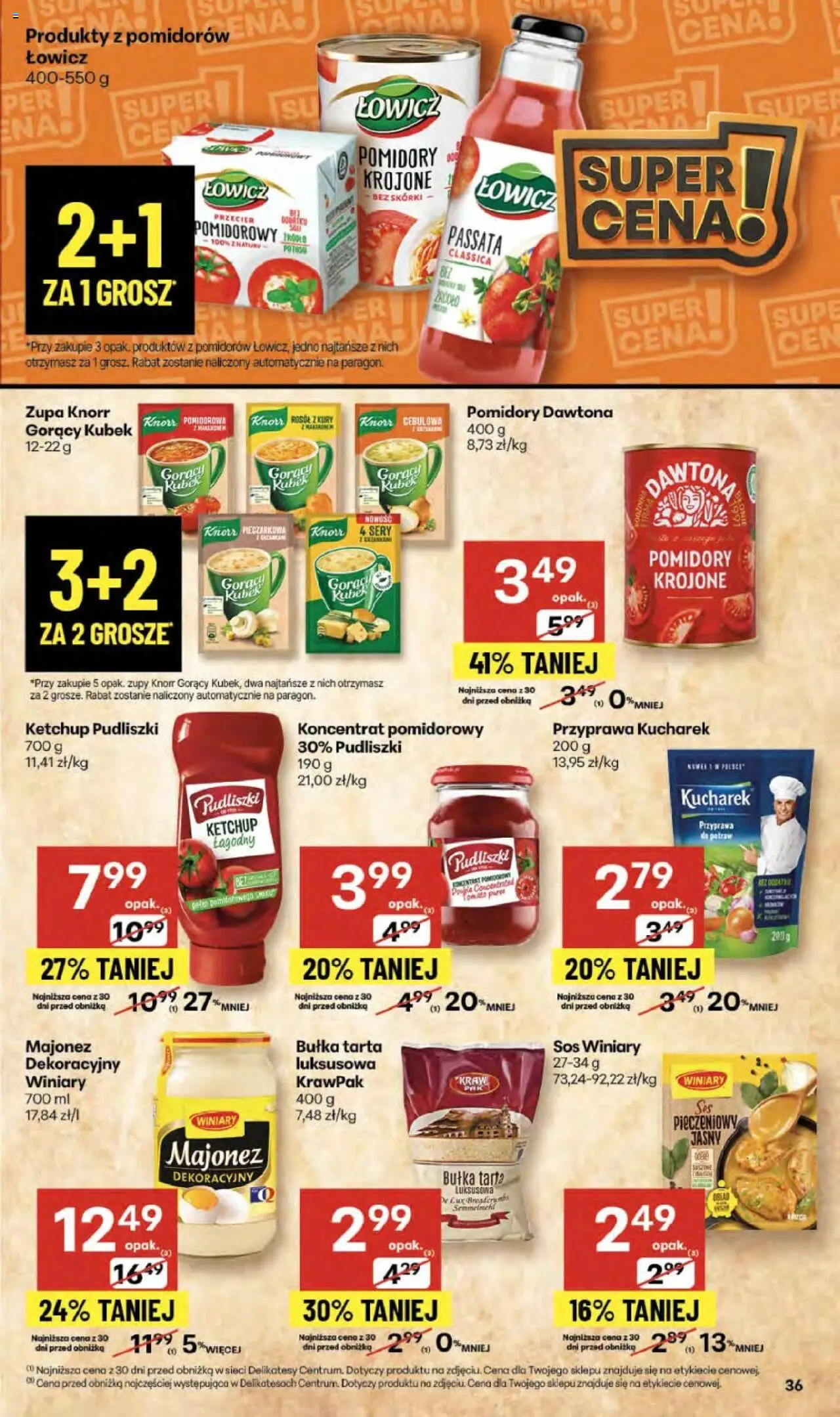 Delikatesy Centrum Gazetka - Sklepy Własne od 16.10.2025 | Strona: 36 | Produkty: Przecier pomidorowy, Bułka, Sery, Sos