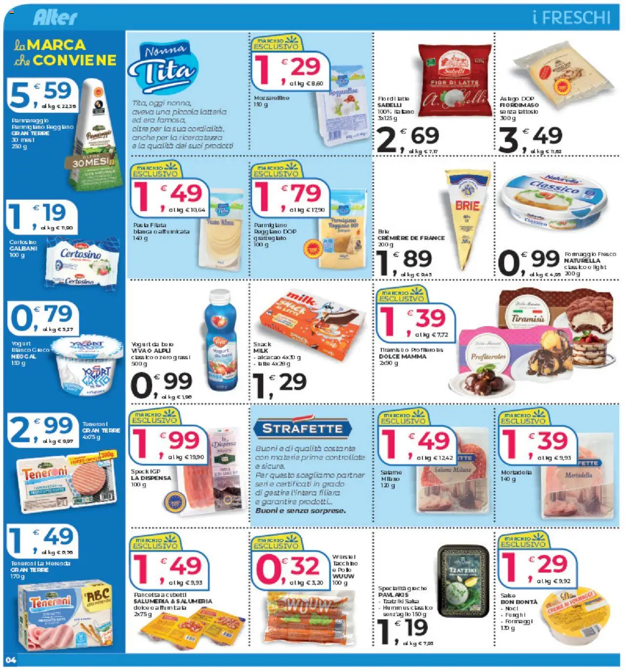 Volantino Alter Discount del 05.09.2025 | Pagina: 4 | Prodotti: Crema, Tacchino, Latte, Mortadella
