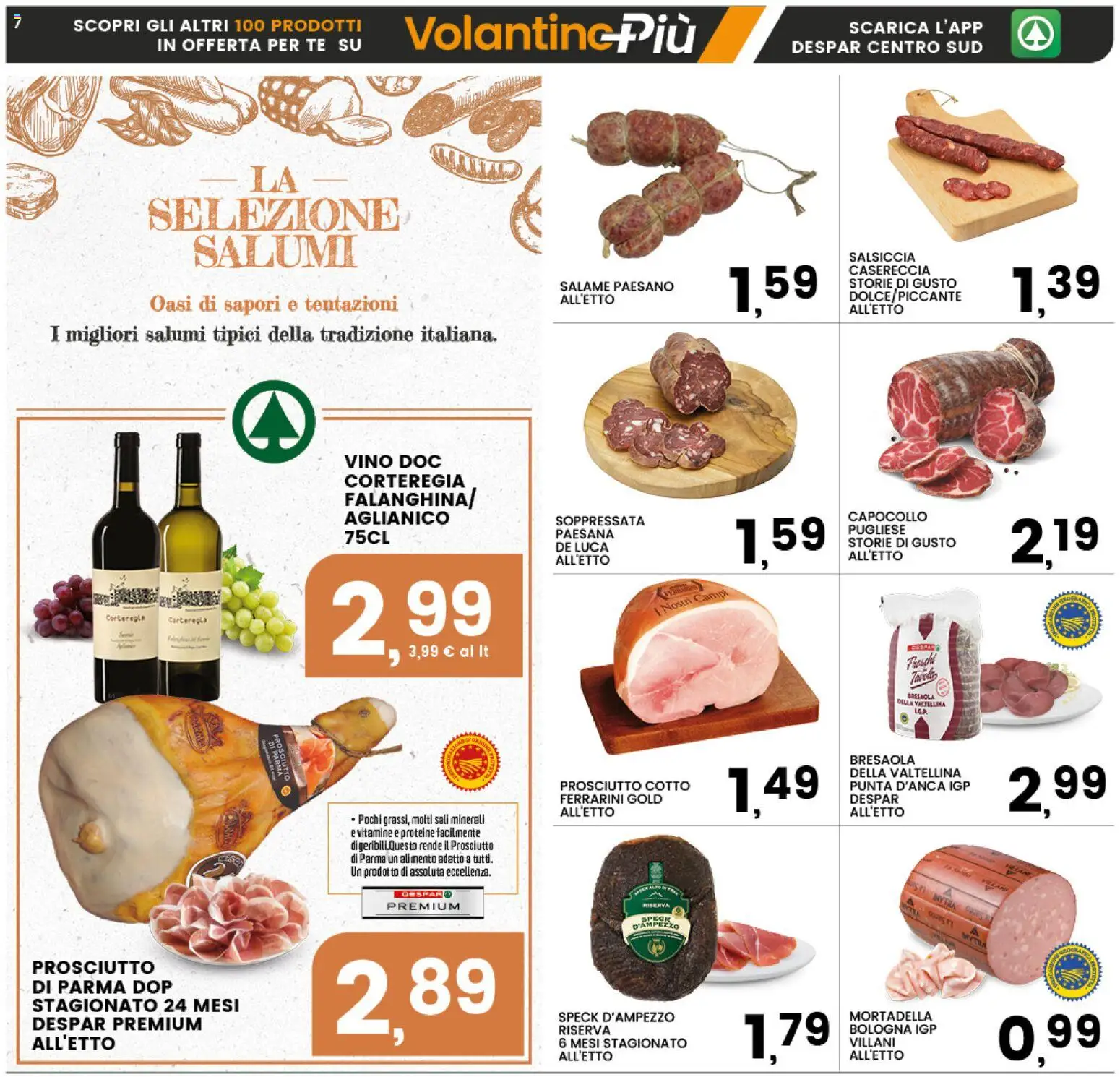 Volantino Interspar del 25.03.2026 | Pagina: 11 | Prodotti: Prosciutto di Parma, Salame, Prosciutto, Salsiccia