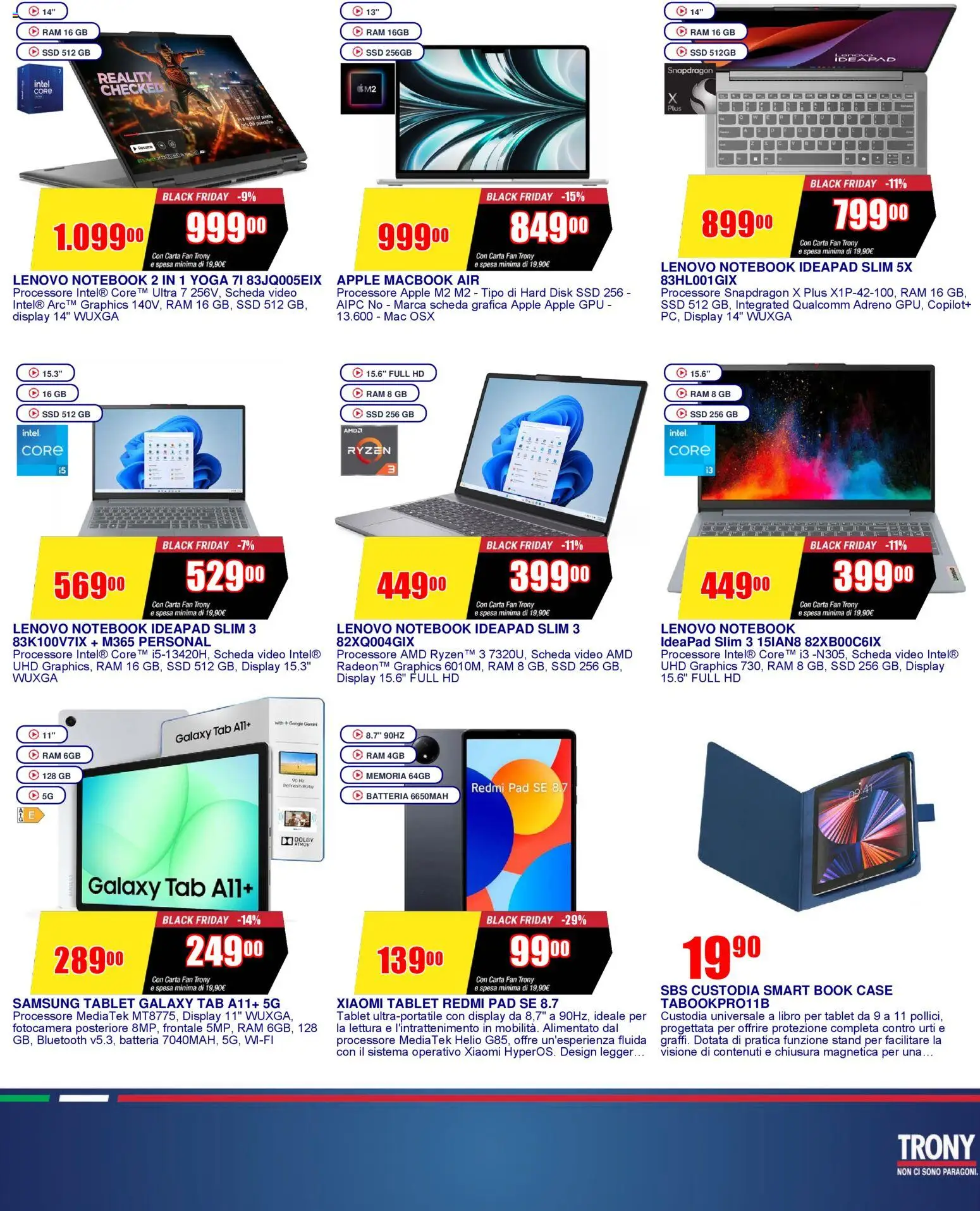 Volantino Trony volantino Salerno del 19.03.2026 | Pagina: 14 | Prodotti: Notebook, Macbook air, Macbook, Samsung